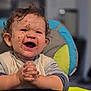 Ayden participe au concours pour gagner de l'argent avec cette photo : toddler, child, messy, food, pasta, high_chair, happy, laughing, face, hands, curly_hair, indoor, meal, baby, clothing, smile, plate, person, sitting, dining
