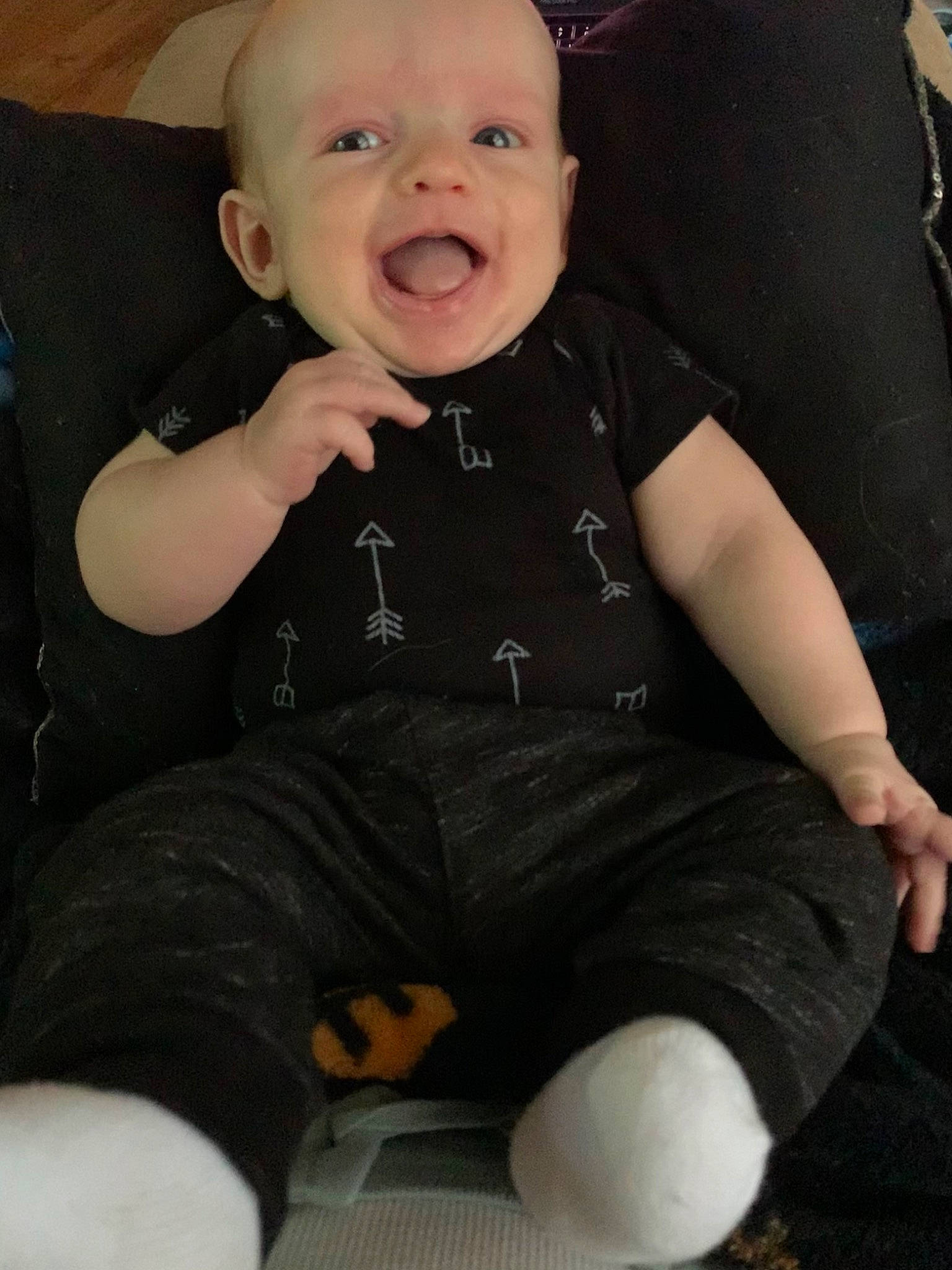 Korbyn joined the competition — help win amazing prizes! arm, baby, baby_laughing, baby_toddler_clothing, cheek, child, comfort, cool, finger, fun, happy, knee, lap, lip, person, skin, sleeve, smile, t_shirt, thigh