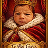 Gaya-Iliane a rejoint le concours — aidez-le/la à gagner de superbes lots ! baby, crown, royalty, red_robe, fur_trim, portrait, golden_frame, curtains, luxury, expression, face, person, child, costume, regal, ornate, jewels, fur, closeup, indoor