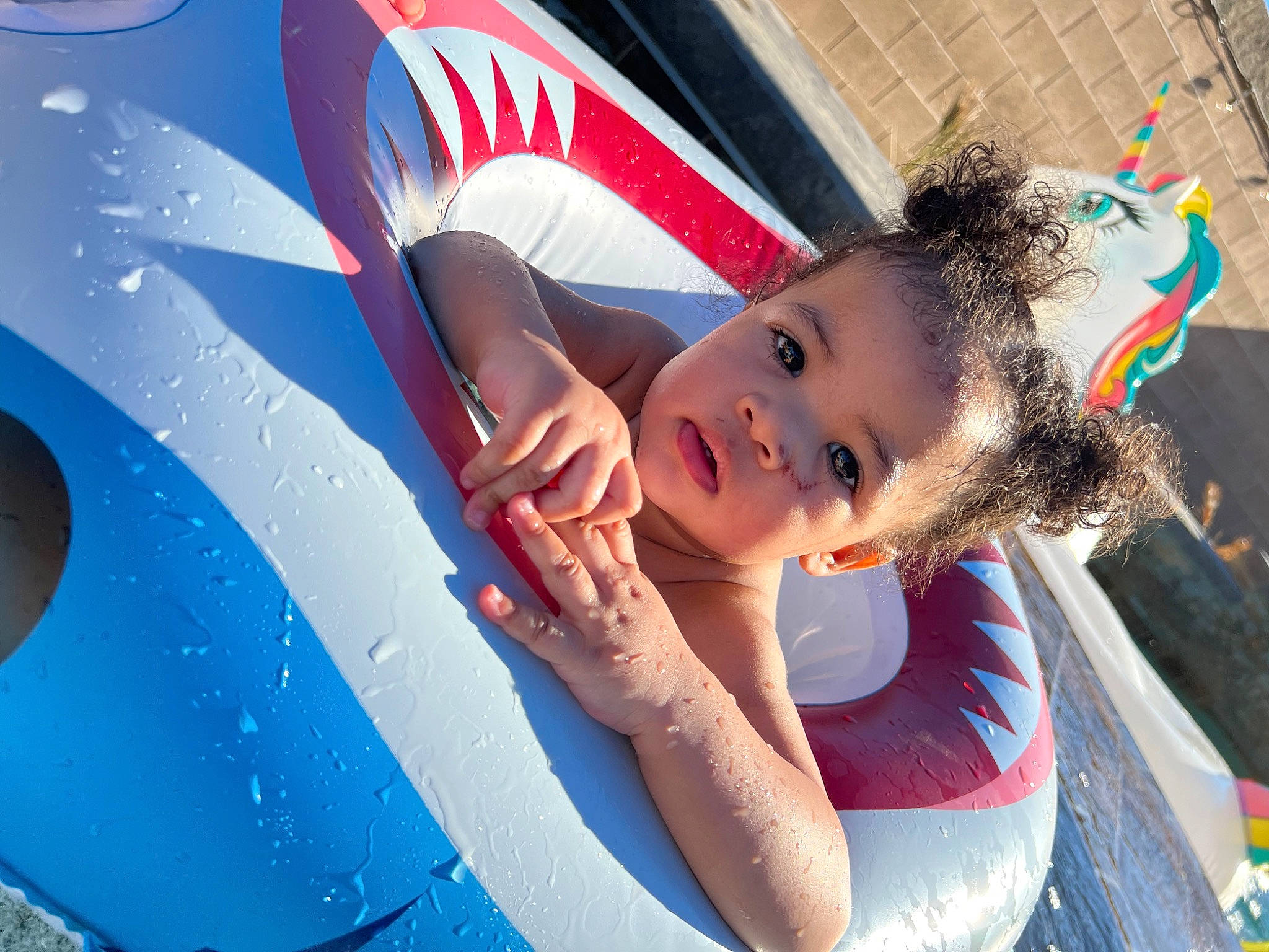 Taelynn joined the competition — help win amazing prizes! azure, child, cool, elbow, electric_blue, fun, gesture, happy, leisure, person, recreation, snapshot, toddler, vacation