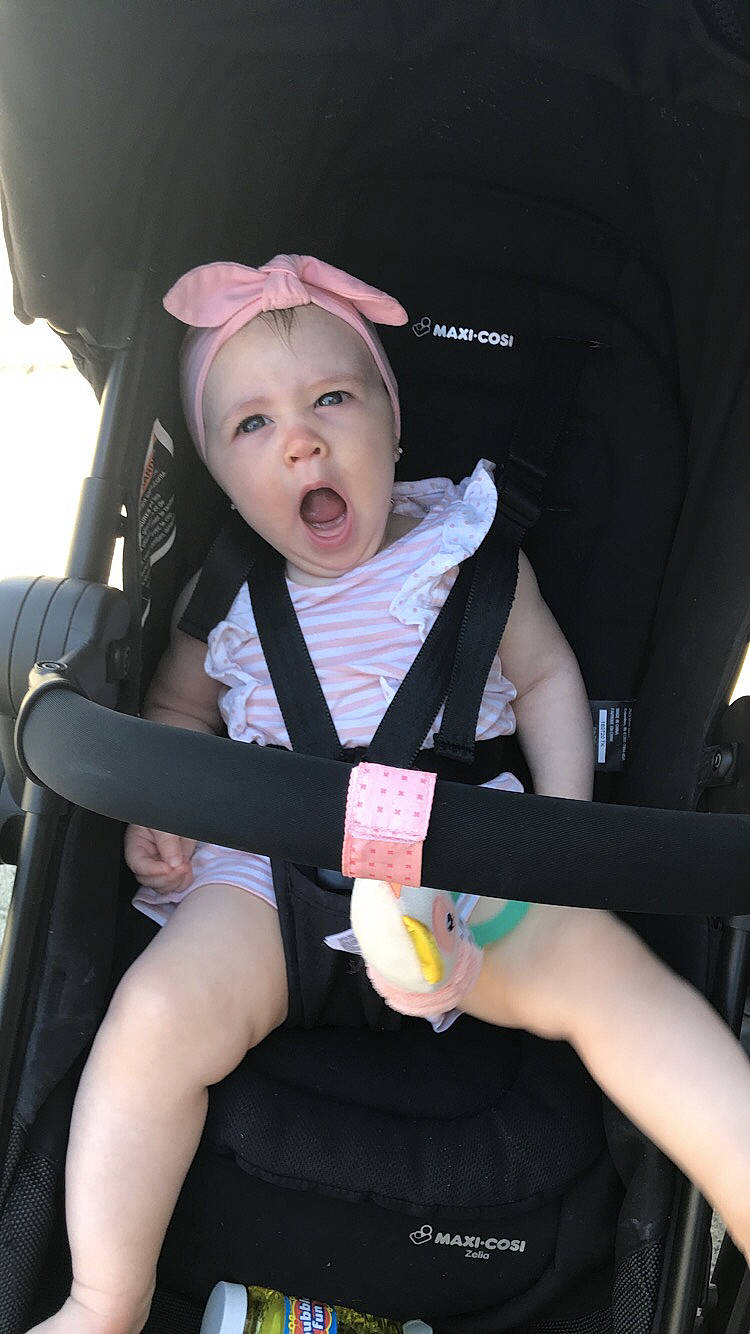 Aria Jade joined the competition — help win amazing prizes! auto_part, baby, baby_carriage, baby_in_car_seat, baby_products, car, car_seat, child, person, pink, product, seat_belt, steering_wheel, surprise, toddler