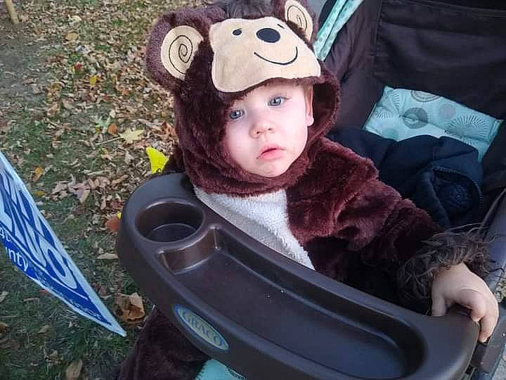 Love is registered to the contest to win money with this photo: baby, beanie, child, cool, costume, fun, headgear, headwear, helmet, person, personal_protective_equipment, play, product, recreation, toddler