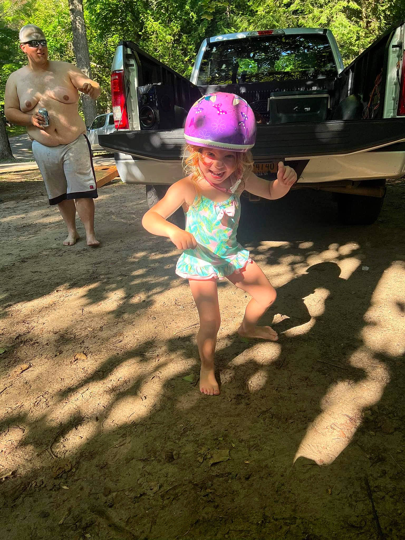 Emma joined the competition — help win amazing prizes! asphalt, automotive_exterior, automotive_lighting, automotive_tire, bumper, car, grass, hat, head, headwear, joy, leisure, motor_vehicle, person, pink, plant, recreation, shorts, summer, tire