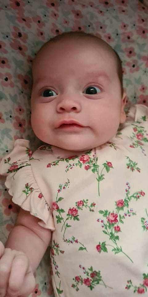 Hattie joined the competition — help win amazing prizes! baby, baby_toddler_clothing, cheek, child, chin, clothing, collar, dress, eyelash, face, human_body, iris, lip, nose, pattern, person, pink, skin, sleeve, textile