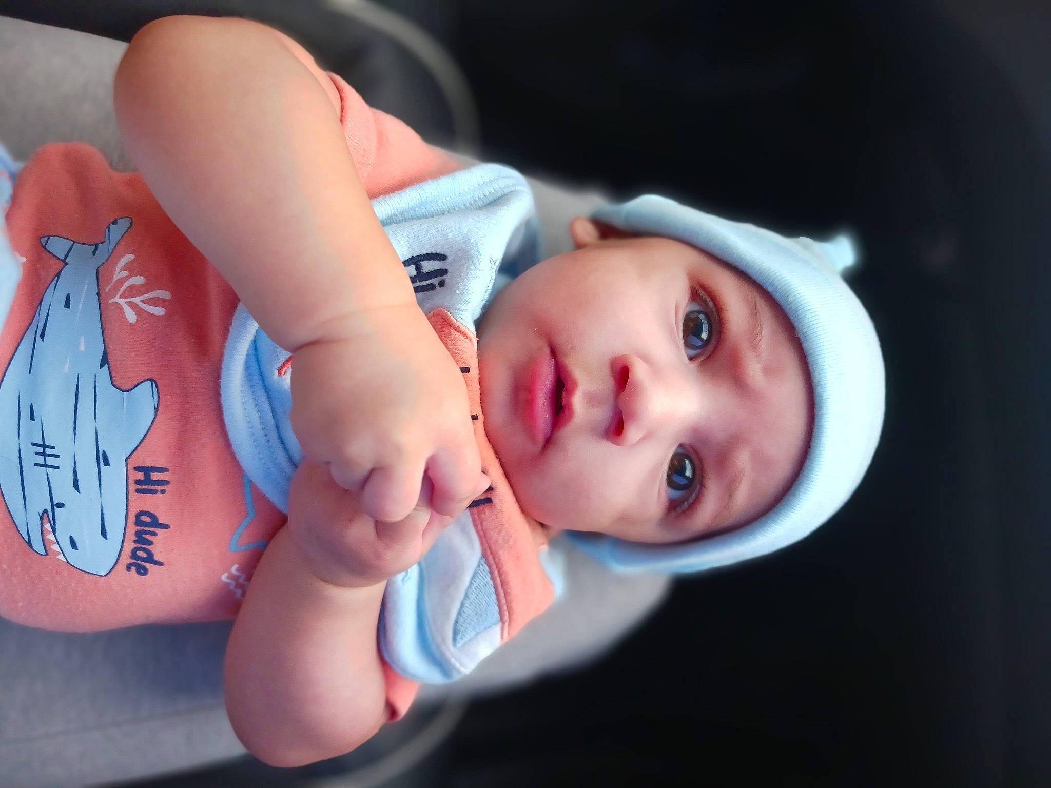 Jakobi is registered to the contest to win money with this photo: baby, chest, child, elbow, eyelash, finger, gesture, happy, headwear, human_body, human_leg, lip, mouth, nail, nose, person, skin, thigh, thumb, toddler