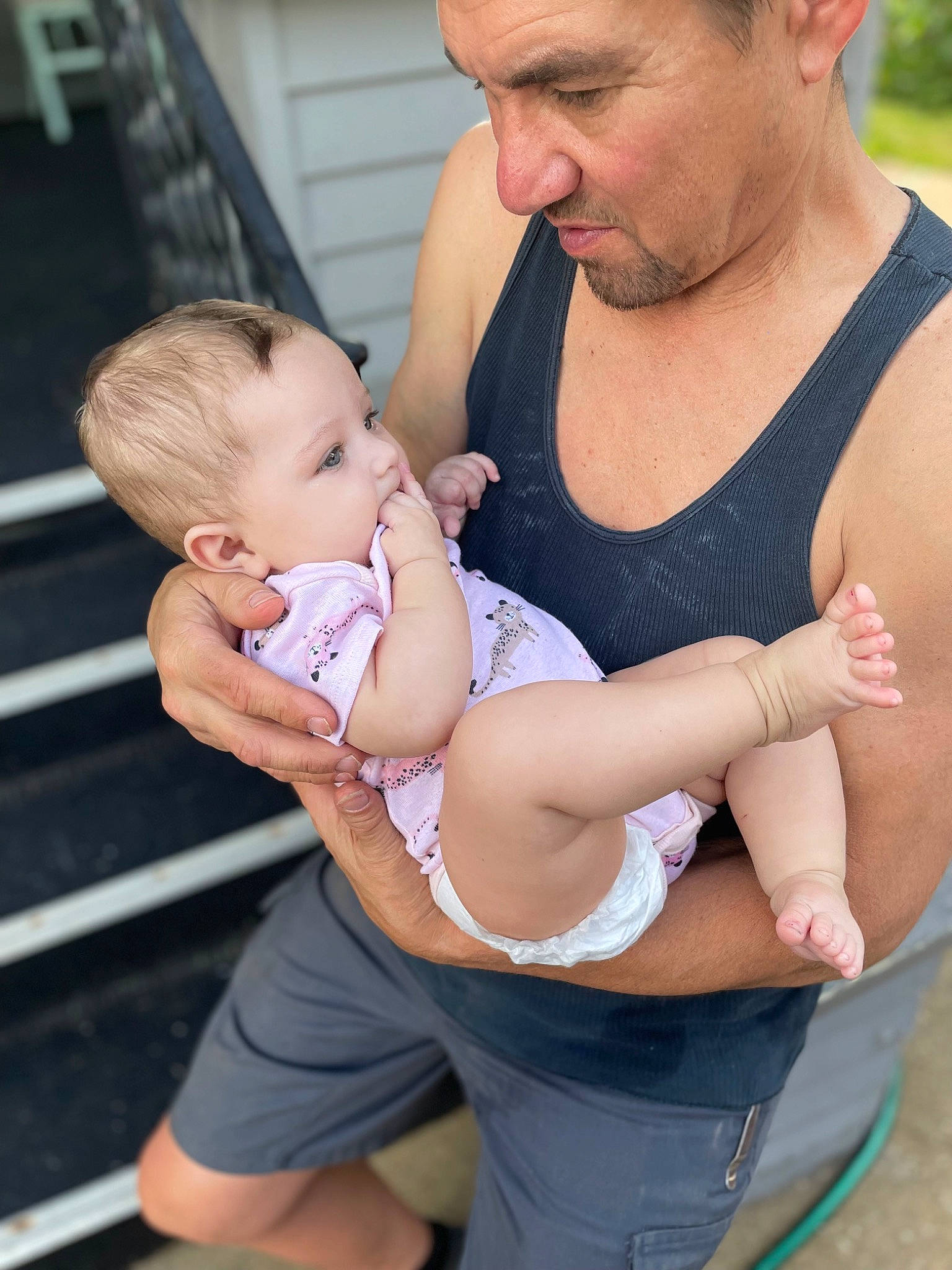 Sequoia is registered to the contest to win money with this photo: baby, beard, blue, child, finger, gesture, hair, hairstyle, hand, happy, headwear, joint, lap, leg, muscle, people, person, shoulder, skin, thigh