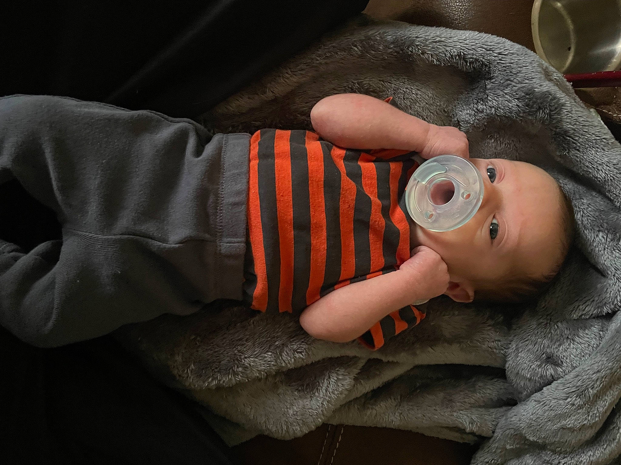 Hunter joined the competition — help win amazing prizes! baby, baby_products, baby_toddler_clothing, child, comfort, drinkware, elbow, finger, gesture, hand, nail, person, personal_protective_equipment, serveware, sitting, skin, sleeve, thumb, toddler, wood