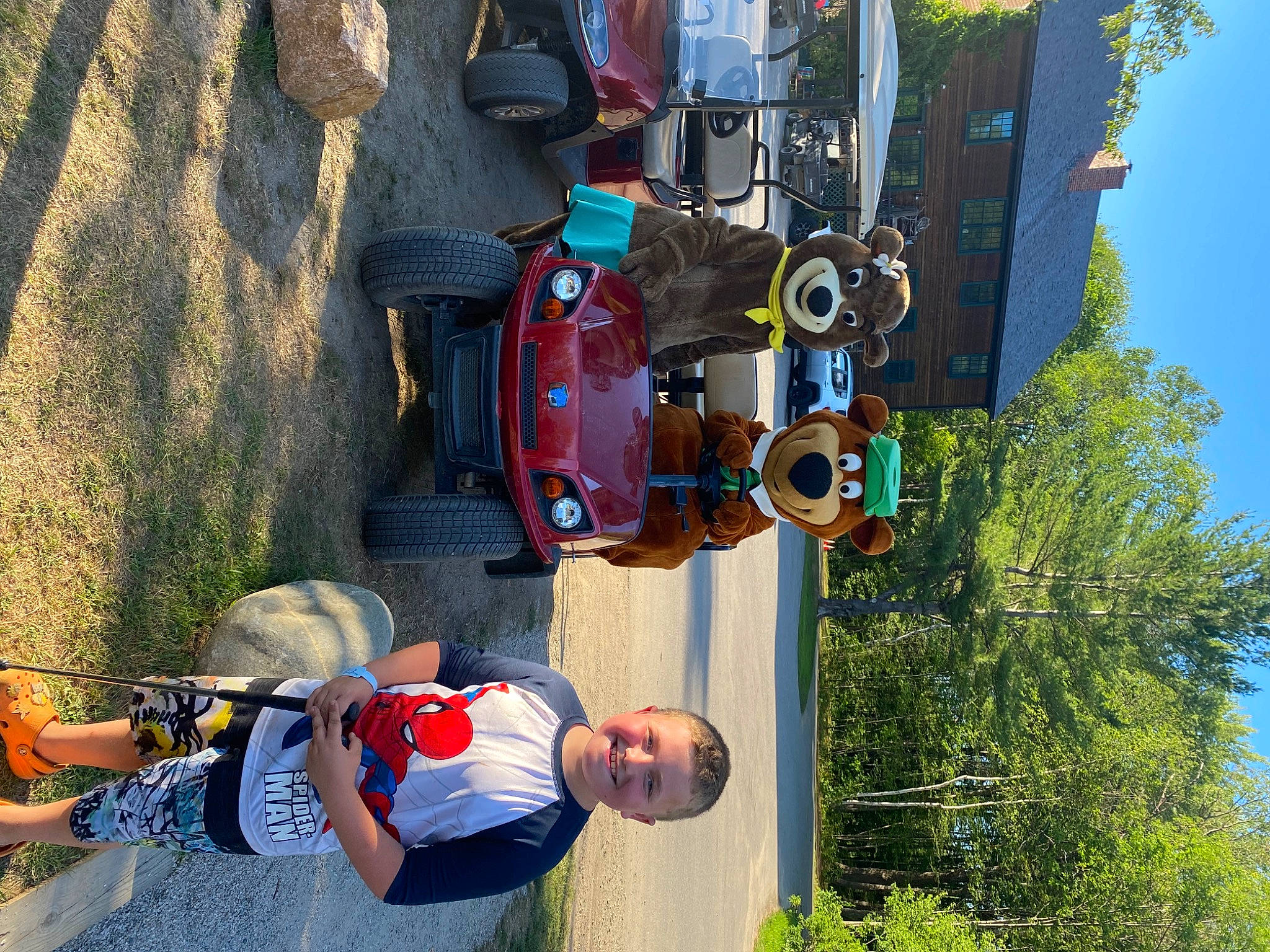 Brayden joined the competition — help win amazing prizes! automotive_exterior, automotive_tire, car, fun, green, joy, leisure, light, motor_vehicle, people, person, photograph, plant, sky, t_shirt, tire, toddler, tree, vehicle, wheel
