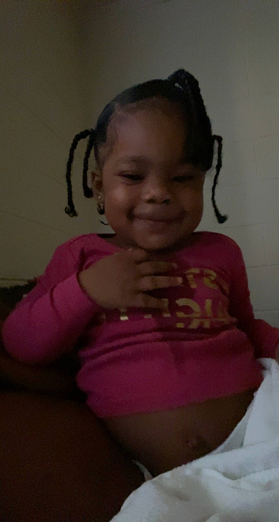 Taygen joined the competition — help win amazing prizes! audio_equipment, baby_toddler_clothing, cheek, child, ear, fun, happy, human_body, joy, lip, magenta, neck, nose, person, personal_protective_equipment, pink, purple, skin, sleeve, smile