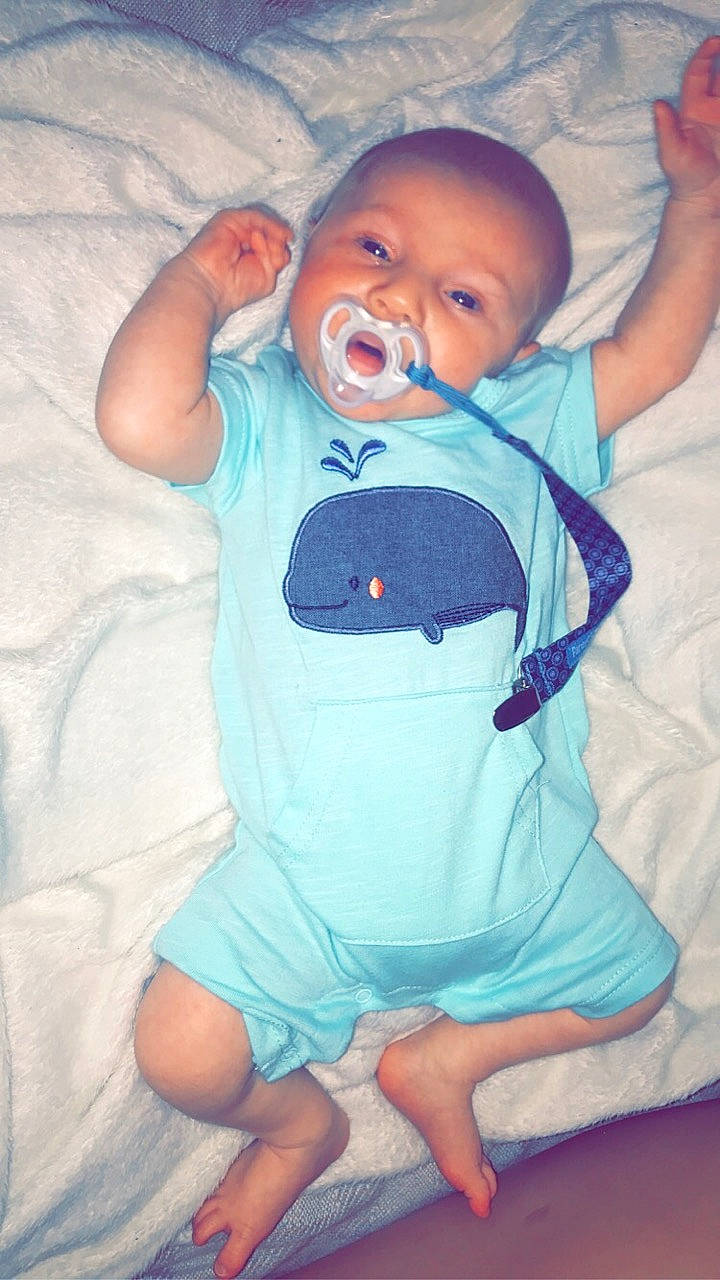 Kamden joined the competition — help win amazing prizes! arm, azure, baby, baby_toddler_clothing, blue, cheek, comfort, eye, hand, head, iris, lip, mouth, nose, person, pink, product, skin, sleeve, textile