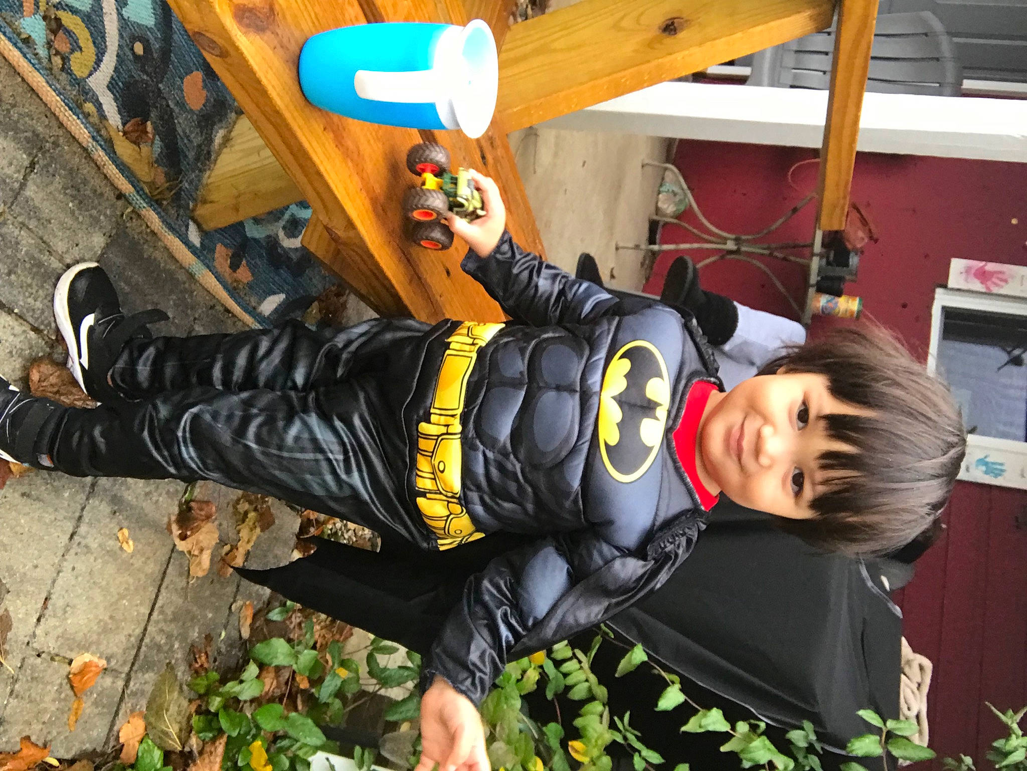 Brandon Jr joined the competition — help win amazing prizes! bag, boot, costume, fun, glove, hat, jacket, joy, leisure, person, personal_protective_equipment, plant, recreation, room, smile, sportswear, t_shirt, toddler