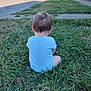 Jocelyn joined the competition — help win amazing prizes! alone, baby, back_view, blue_clothing, casual, child, daytime, grass, greenery, infant, nature, one_person, outdoor, quiet, residential_area, short_hair, sidewalk, sitting, urban, young_child
