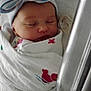 Ember joined the competition — help win amazing prizes! newborn, baby, sleeping, swaddle, hat, bow, crib, pacifier, infant, cute, resting, child, bed, blanket, soft, peaceful, indoors, closeup, wrapped, portrait