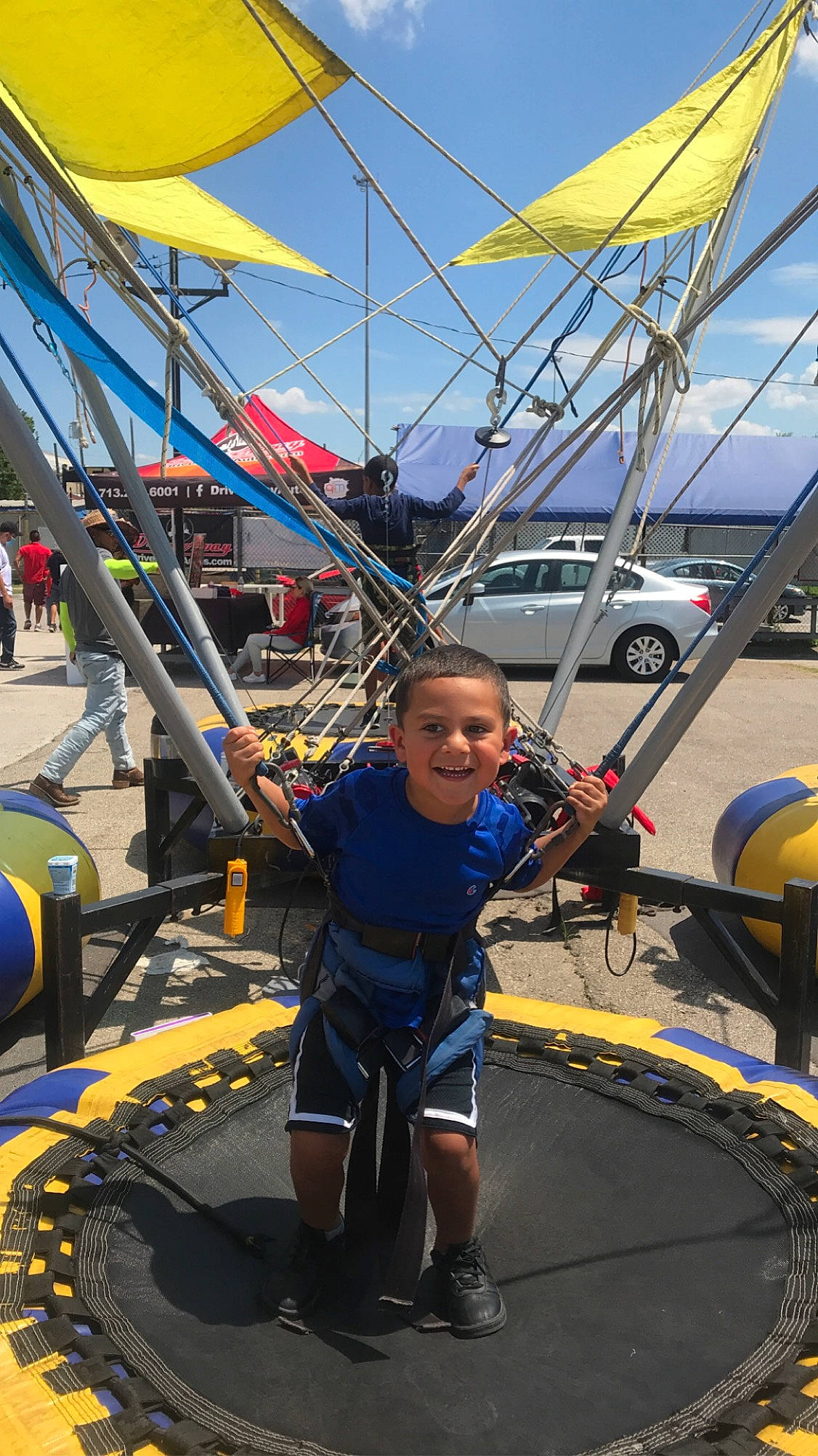 Lionel joined the competition — help win amazing prizes! adventure, child, fun, games, joy, leisure, person, recreation, tourism, trampolining_equipment_and_supplies, vacation, vehicle, yellow