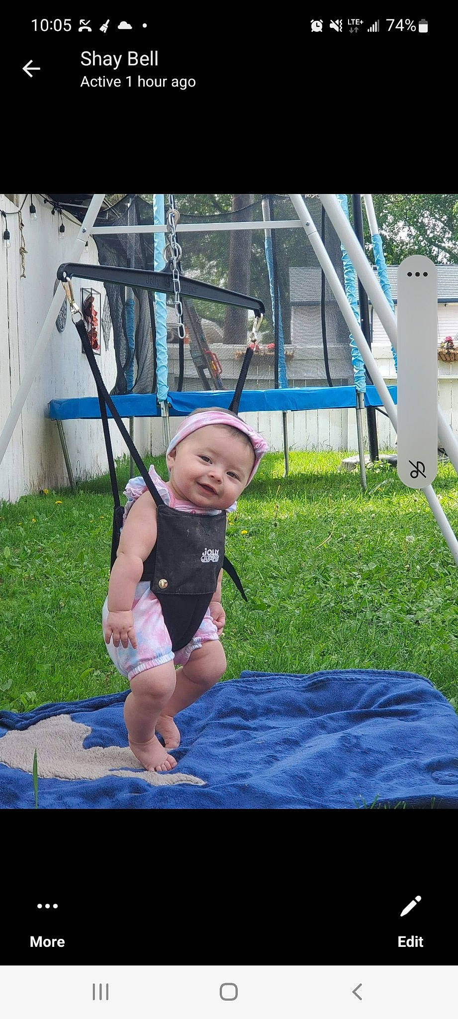 Julianna is registered to the contest to win money with this photo: baby, child, city, electric_blue, fun, grass, happy, joy, leisure, outdoor_play_equipment, person, plant, play, playground, recreation, shorts, smile, swing, t_shirt, toddler