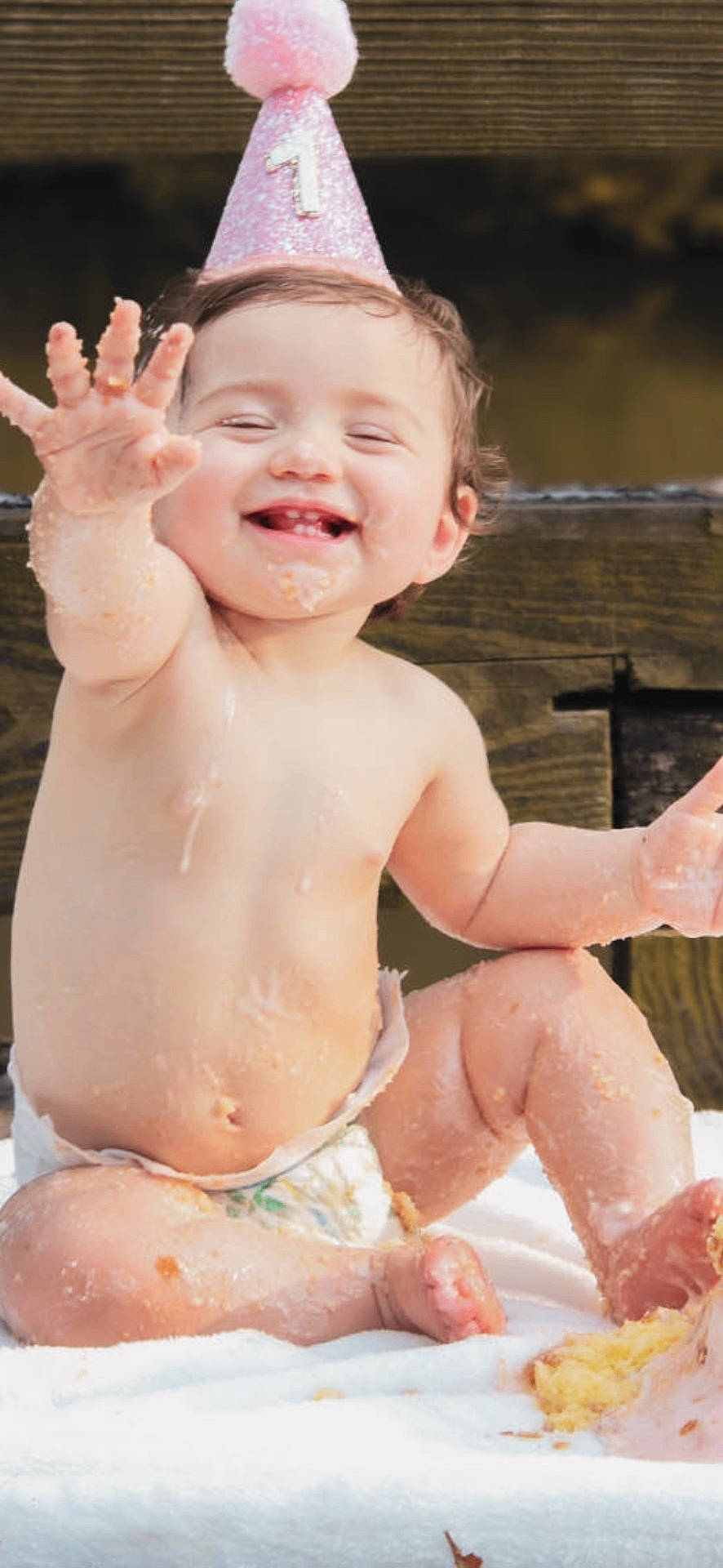 Oakley is registered to the contest to win money with this photo: baby, birthdaycake, bodypart, clothing, cream, cutlery, dessert, face, finger, food, hand, happy, hat, head, icing, partyhat, person, photography, portrait, swimwear