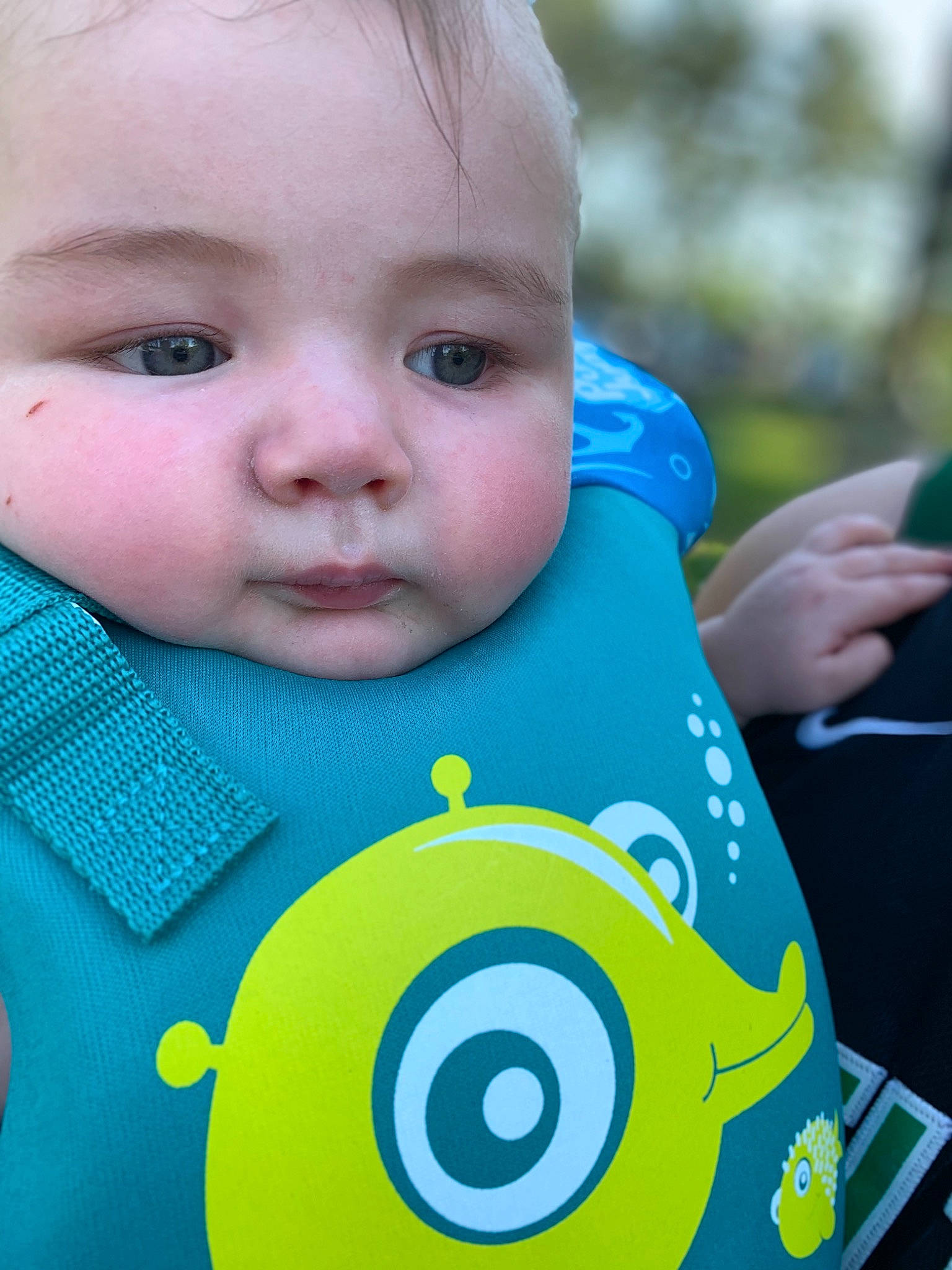 Angelo is registered to the contest to win money with this photo: baby, baby_playing_with_toys, baby_products, baby_toddler_clothing, baby_toys, blue, cheek, child, eye, green, nose, person, play, product, skin, smile, toddler, toy, yellow
