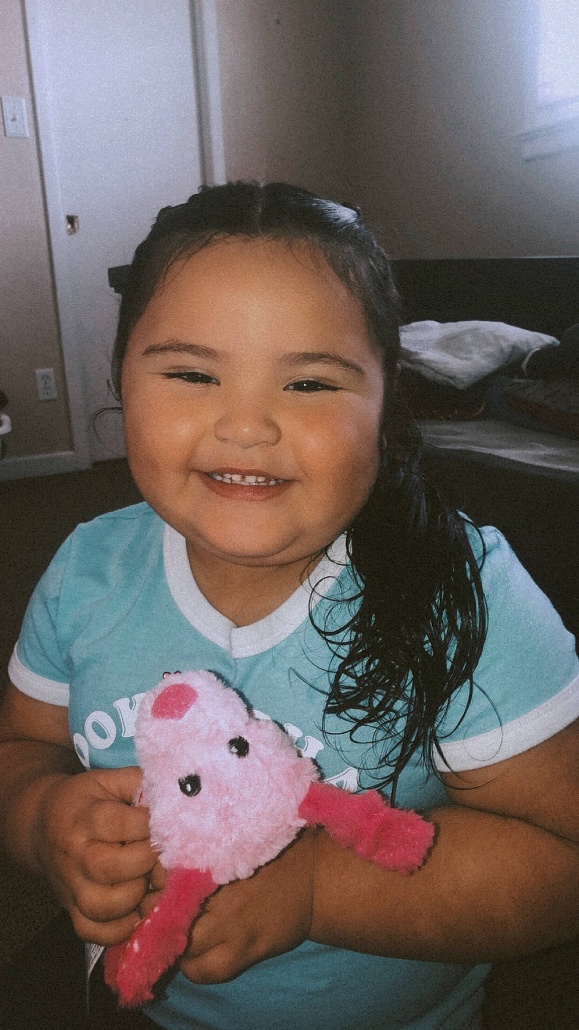 Mackenzie joined the competition — help win amazing prizes! beauty, cheek, child, chin, door, ear, eyelash, facial_expression, finger, fun, happy, joy, mouth, nose, organ, person, skin, smile, stuffed_toy, thumb