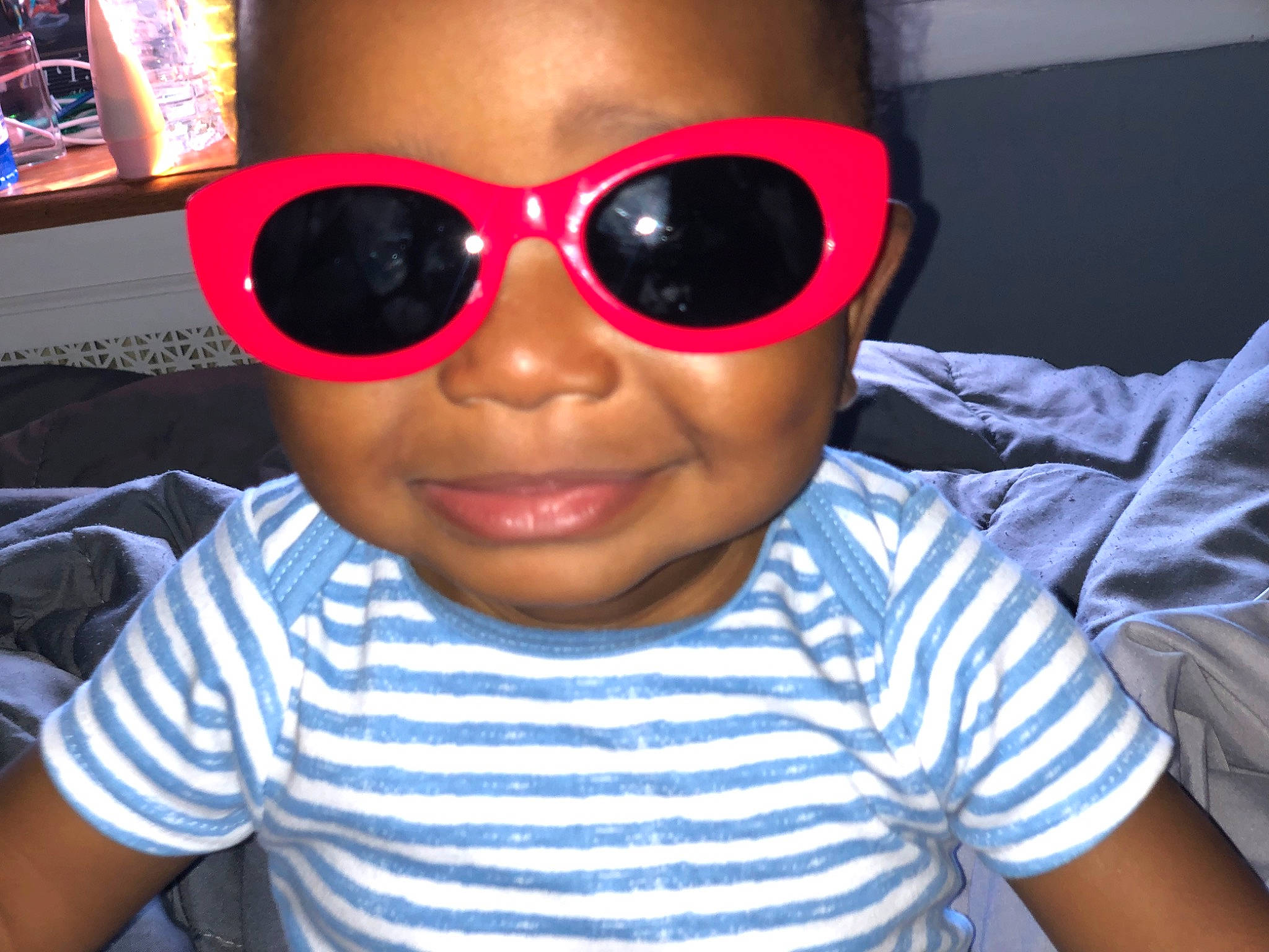Adaire joined the competition — help win amazing prizes! baby_toddler_clothing, chin, cool, eye_glass_accessory, eyebrow, eyewear, glasses, goggles, happy, headgear, joy, lip, mouth, nose, person, photograph, sleeve, smile, sunglasses, t_shirt