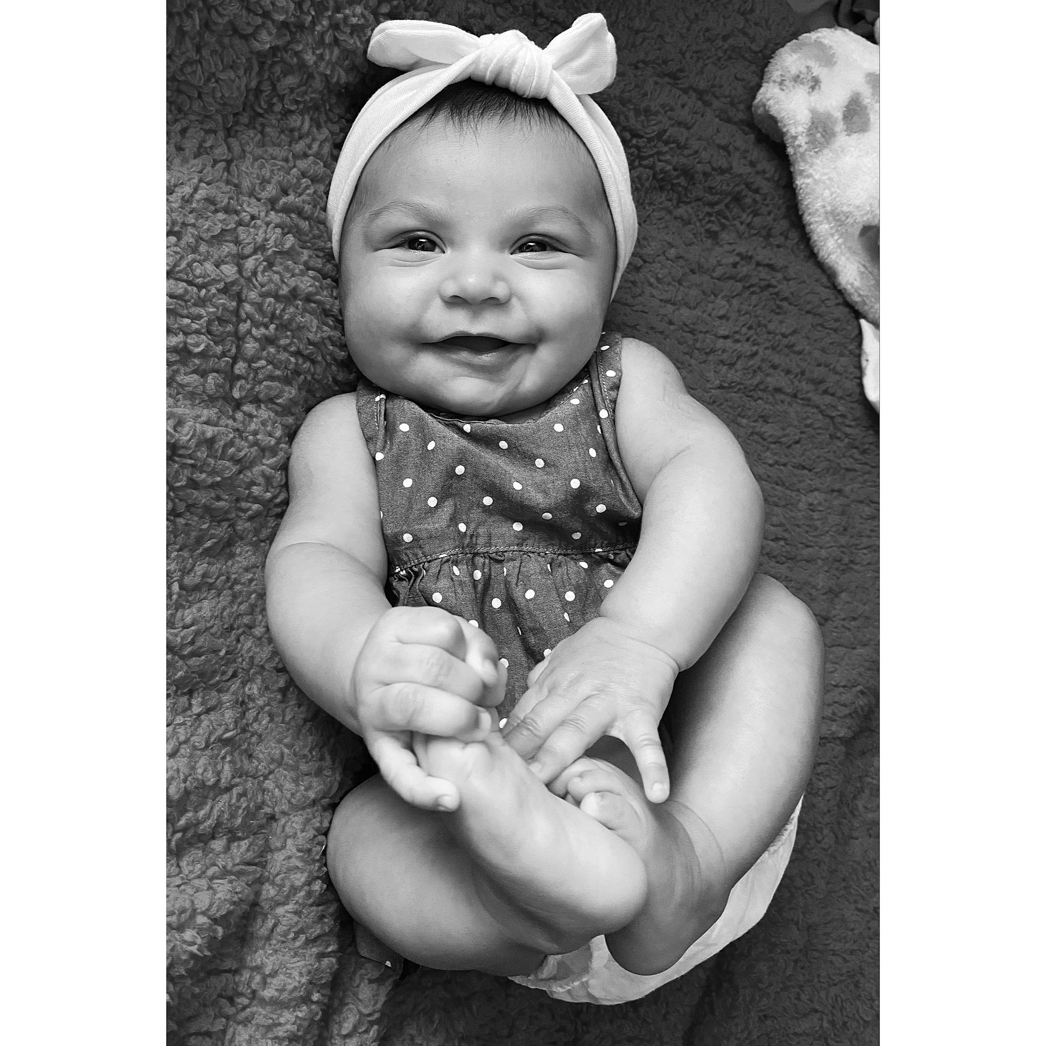 Sophia joined the competition — help win amazing prizes! arm, baby, cheek, eye, face, facial_expression, finger, flash_photography, gesture, hand, happy, headgear, human, human_body, iris, joy, mouth, person, skin, sleeve