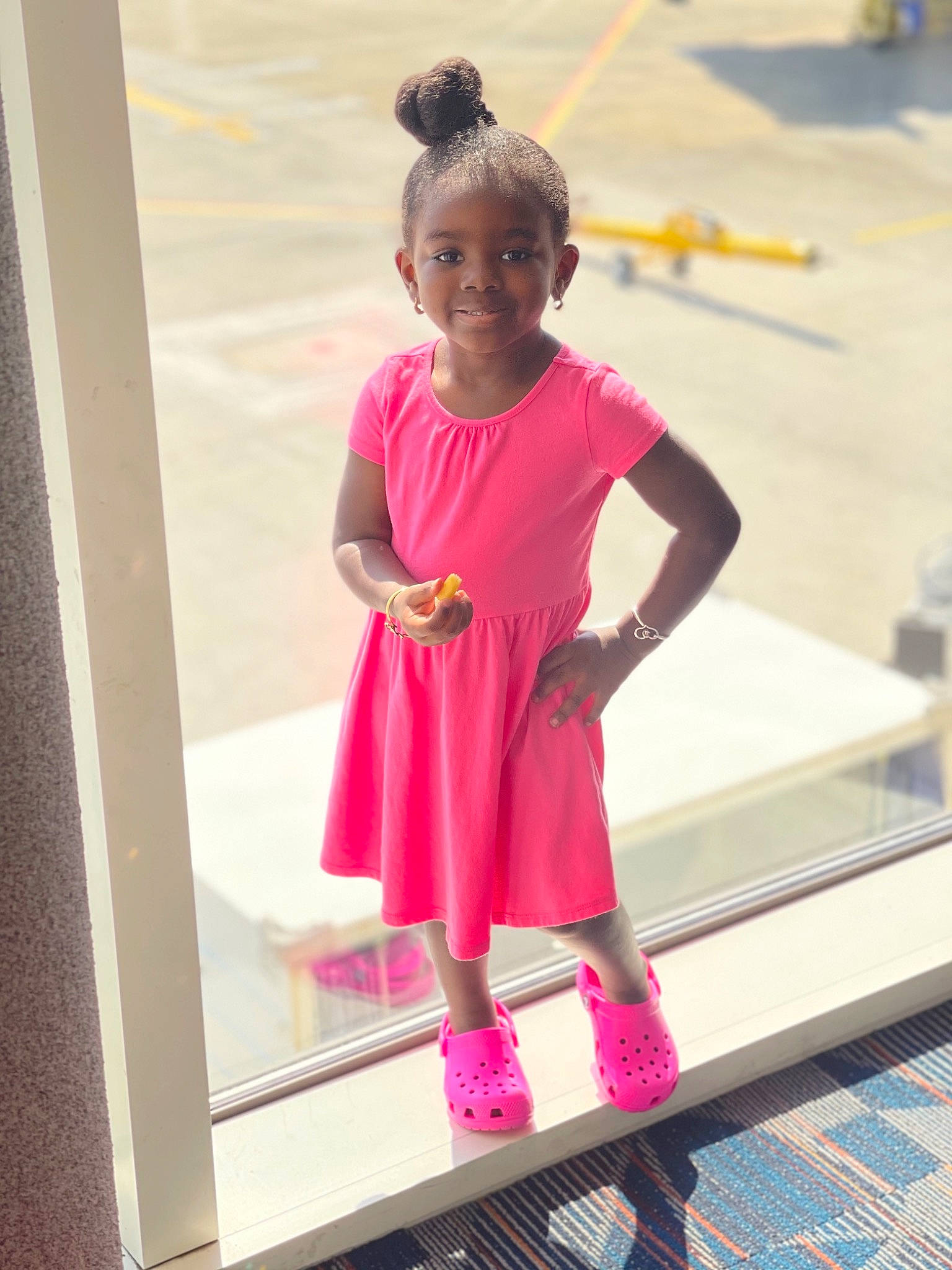 Azealia joined the competition — help win amazing prizes! baby_toddler_clothing, child, door, fashion_design, fun, happy, human_leg, joy, leisure, magenta, pattern, person, pink, play, purple, sandal, sleeve, smile, sportswear, stairs