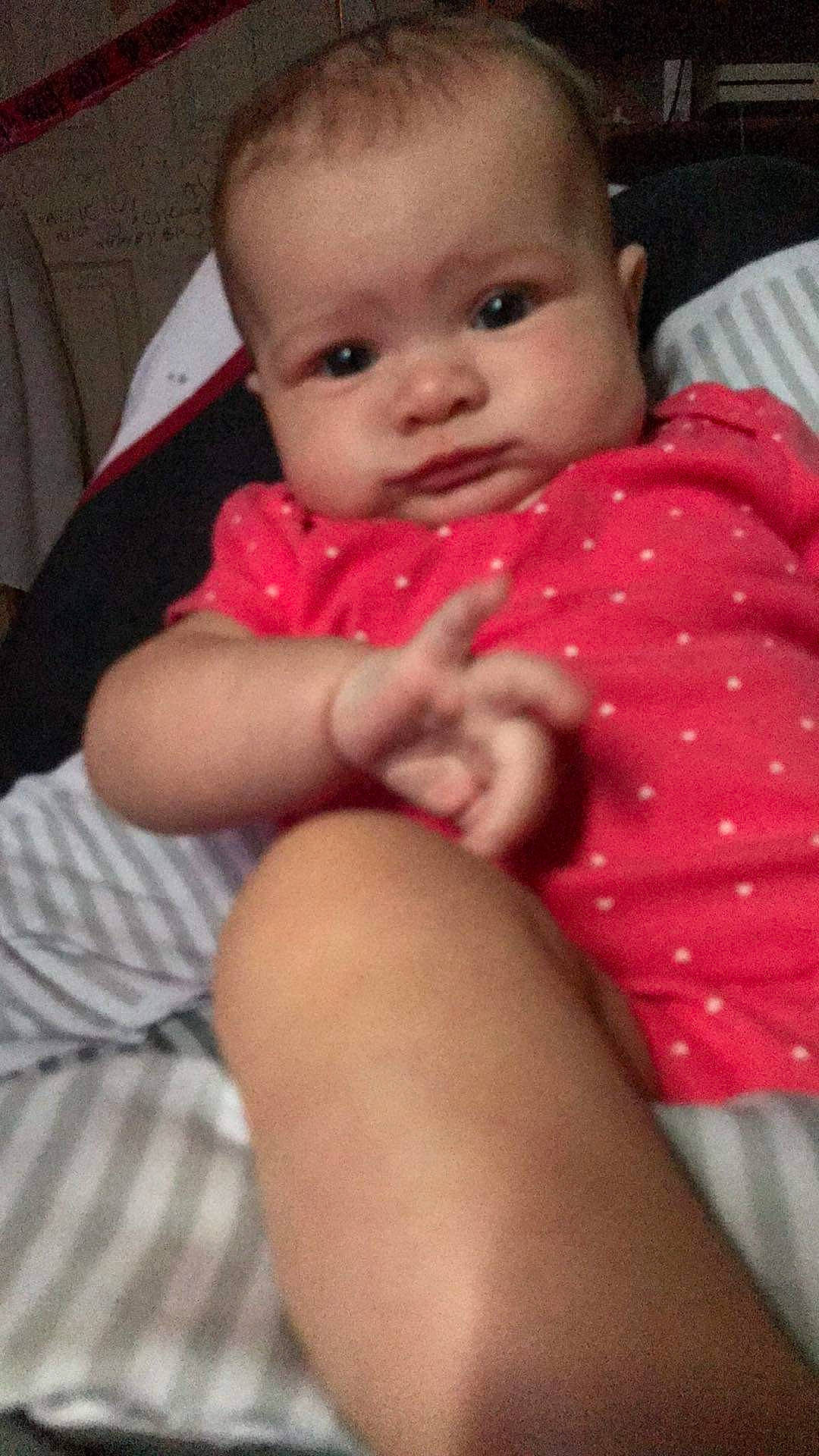 Avaleigh joined the competition — help win amazing prizes! baby, baby_toddler_clothing, cheek, chest, child, comfort, elbow, eye, human_leg, iris, knee, nail, nose, person, sitting, skin, sleeve, thigh, thumb, toddler