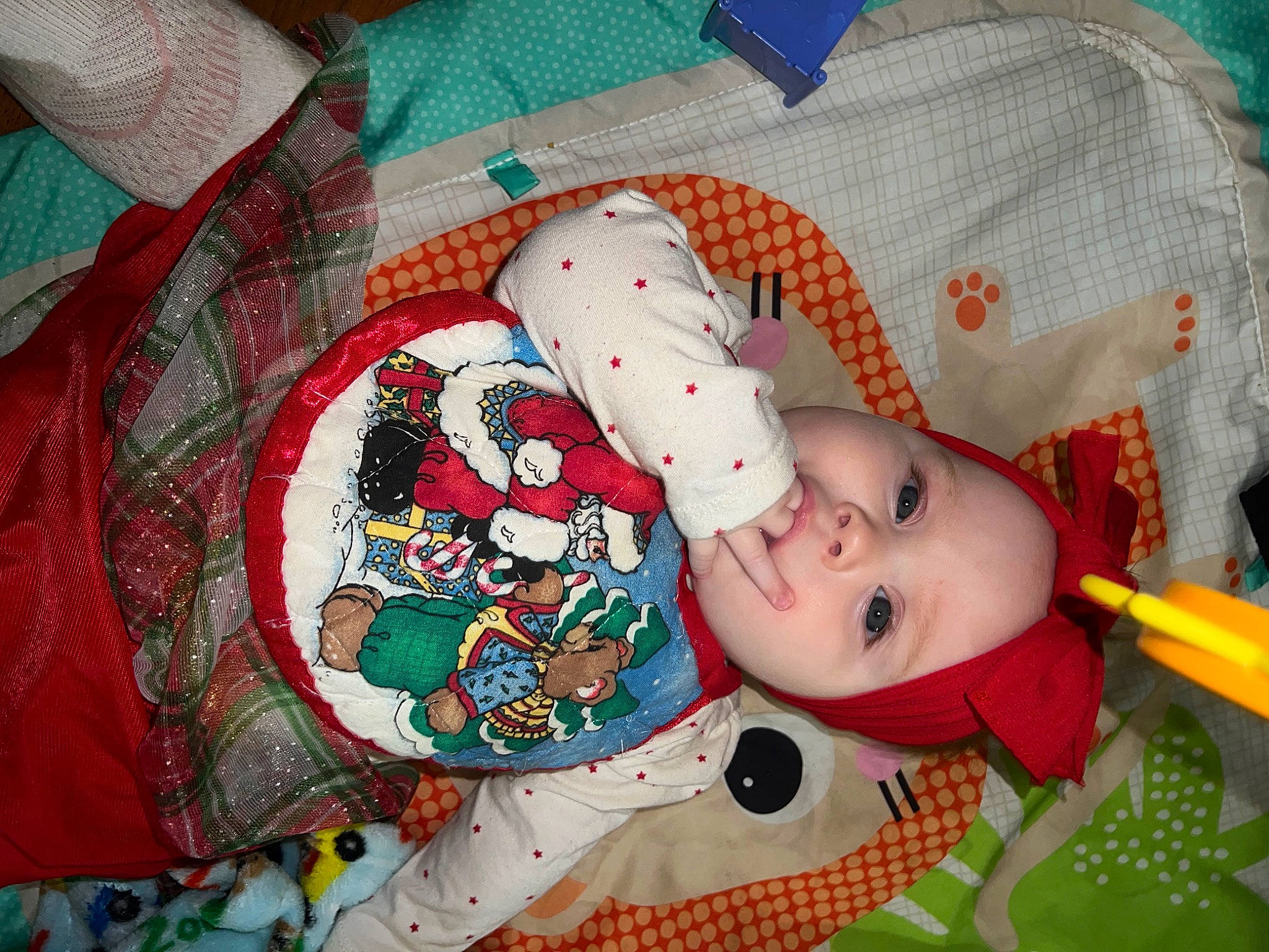 Avaleigh joined the competition — help win amazing prizes! baby, baby_products, baby_toddler_clothing, carmine, child, comfort, creative_arts, design, green, headwear, linens, pattern, person, plaid, room, sleeve, tartan, textile, toddler