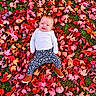 Raven Eclipse joined the competition — help win amazing prizes! autumn, baby, boots, child, clothing, colorful, fall_leaves, grass, happy, infant, lying_down, maple_leaves, nature, outdoor, patterned_pants, photography, portrait, seasonal, smiling, white_shirt