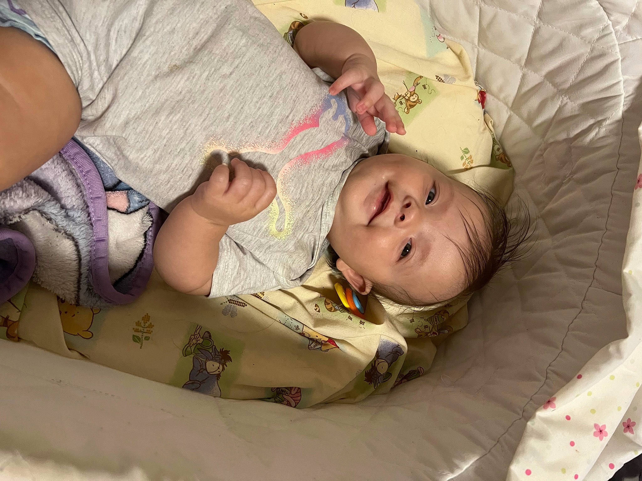 Delilah is registered to the contest to win money with this photo: baby, baby_products, baby_toddler_clothing, cheek, child, comfort, couch, grass, linens, nail, pattern, person, room, sitting, skin, sleep, textile, toddler, tree