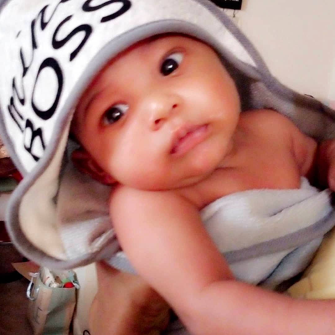 Dominique joined the competition — help win amazing prizes! baby, cheek, child, headgear, headwear, nose, person, skin, smile, toddler