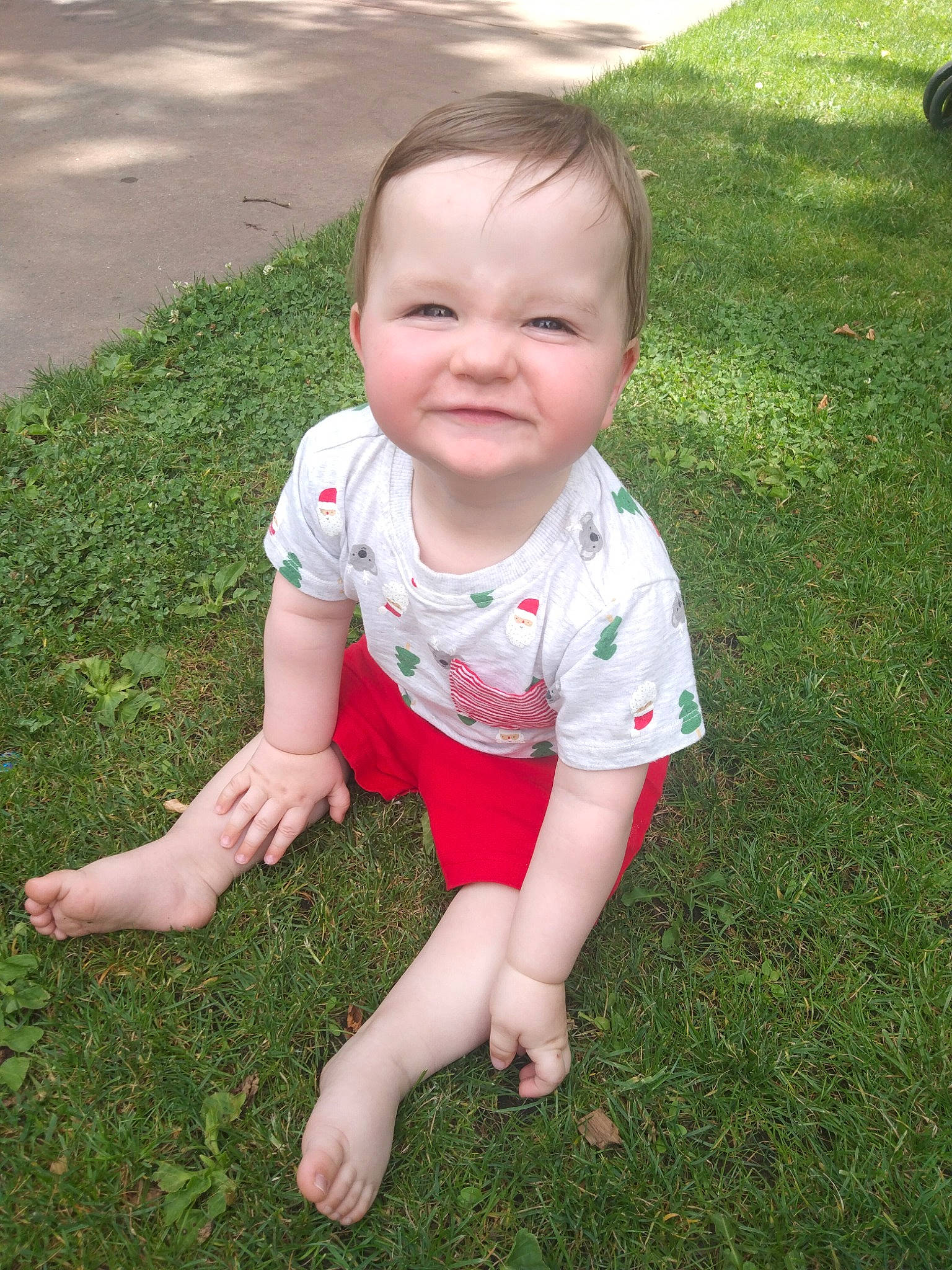 Sebastian joined the competition — help win amazing prizes! baby, baby_toddler_clothing, child, flooring, fun, grass, grass_family, grassland, groundcover, happy, lawn, leisure, people_in_nature, person, plant, recreation, skin, sleeve, smile, t_shirt