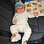 Wilder is registered to the contest to win money with this photo: baby, bear_face, blanket, car_seat, child, clothing, comfort, cute, fabric, indoor, infant, knit_hat, person, pom_pom, portrait, relaxing, seat, socks, teddy_bear_pattern, warm