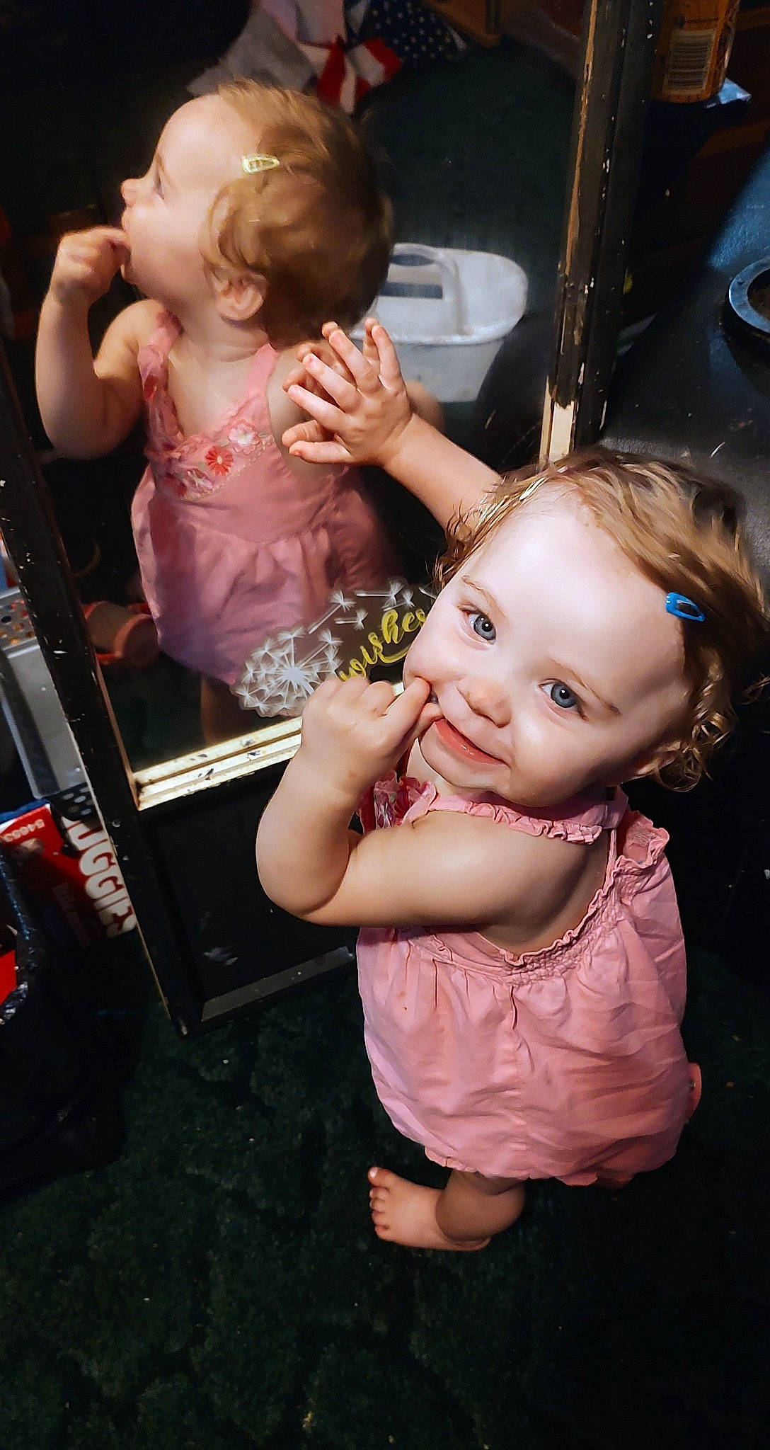 Novalee is registered to the contest to win money with this photo: baby, cheek, chin, cool, eyelash, facial_expression, finger, flash_photography, fun, gesture, hand, happy, iris, joy, lip, mammal, mouth, person, pink, skin