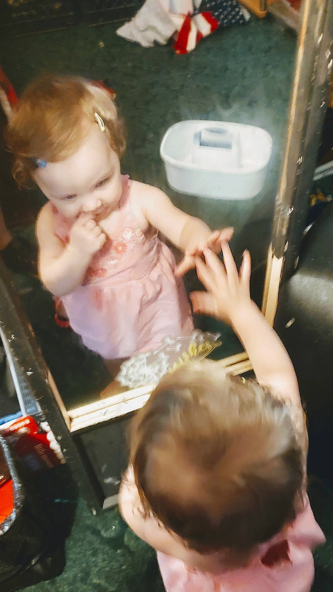 Novalee is registered to the contest to win money with this photo: baby, baby_products, baby_toddler_clothing, bathing, blond, cheek, child, chin, finger, flesh, fun, hand, human_body, mouth, person, play, room, sitting, skin, thumb