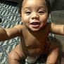 Kylin joined the competition — help win amazing prizes! baby, child, smiling, diaper, bare_chest, sitting, arms_outstretched, carpet, indoor, cute, happy, person, young_child, infant, floor, foot, face, head, skin, eyes