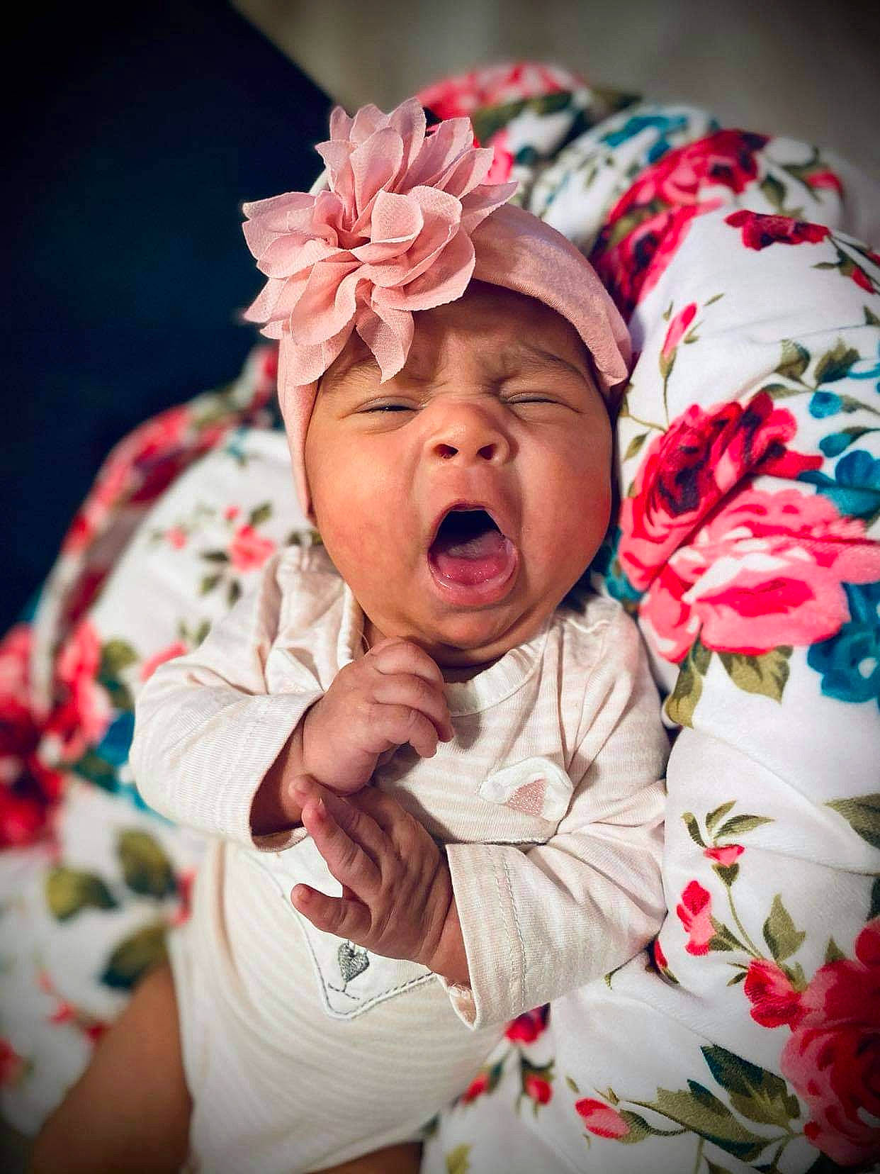 Alexas is registered to the contest to win money with this photo: baby, baby_laughing, cheek, child, facial_expression, fashion_accessory, flower, hair_accessory, happy, head, headgear, headwear, laugh, mouth, nose, person, photography, smile, toddler, yawn