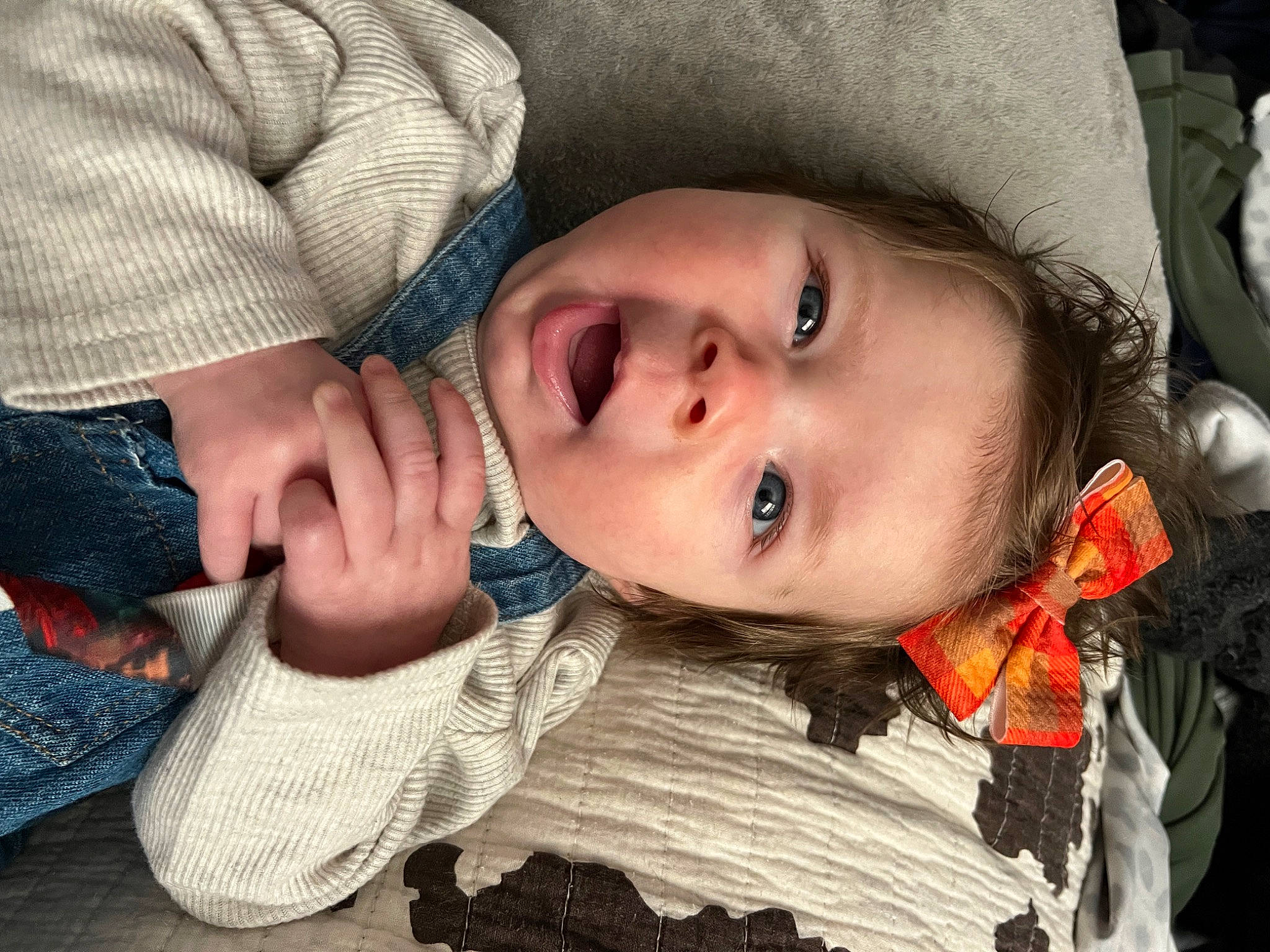 Joy is registered to the contest to win money with this photo: cheek, child, chin, clothing, comfort, eyebrow, eyelash, gesture, happy, iris, lip, mouth, nose, outerwear, person, skin, sleeve, textile, toddler, tree