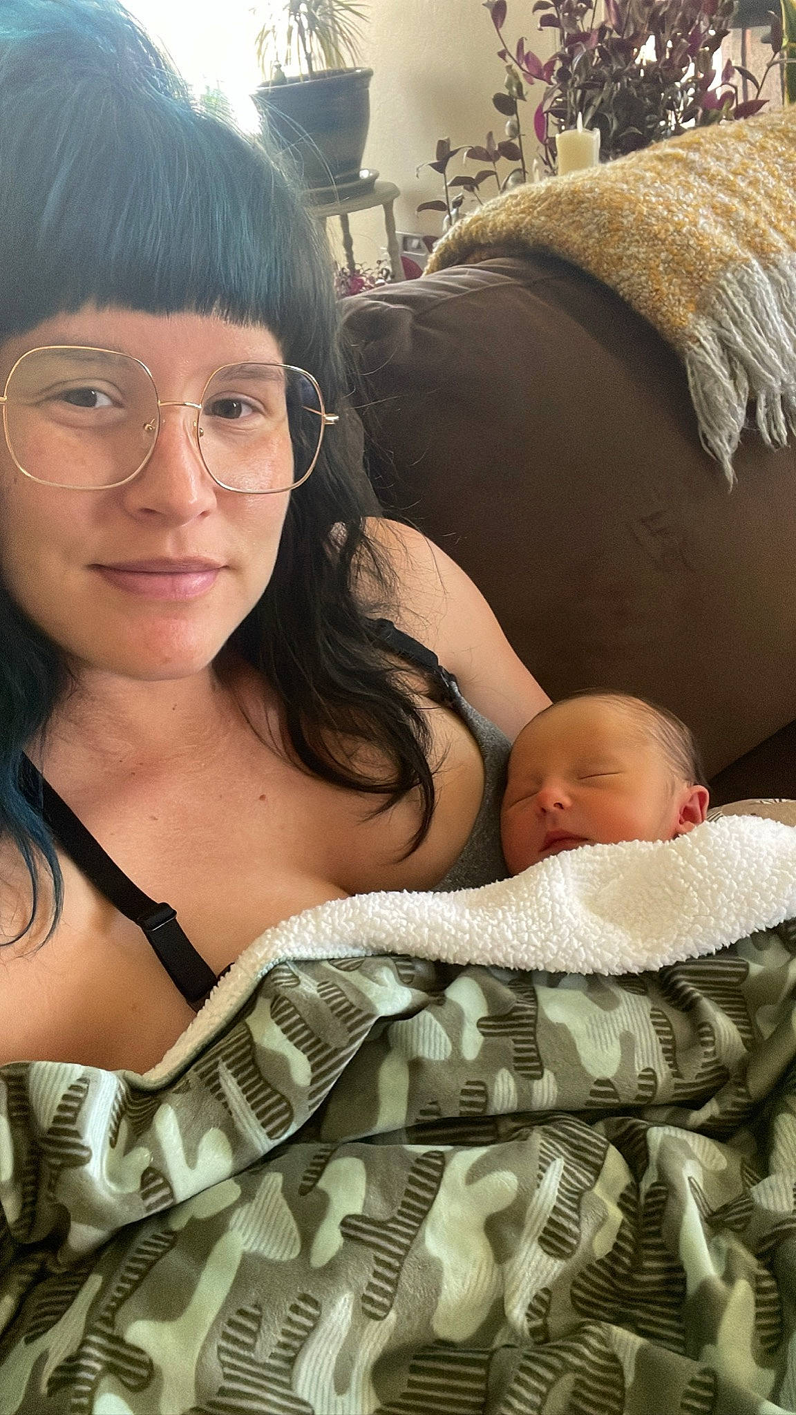 Hank joined the competition — help win amazing prizes! baby, black_hair, chest, child, comfort, eyelash, eyewear, face, facial_expression, glasses, happy, headwear, human, linens, mammal, mouth, person, skin, smile, toddler