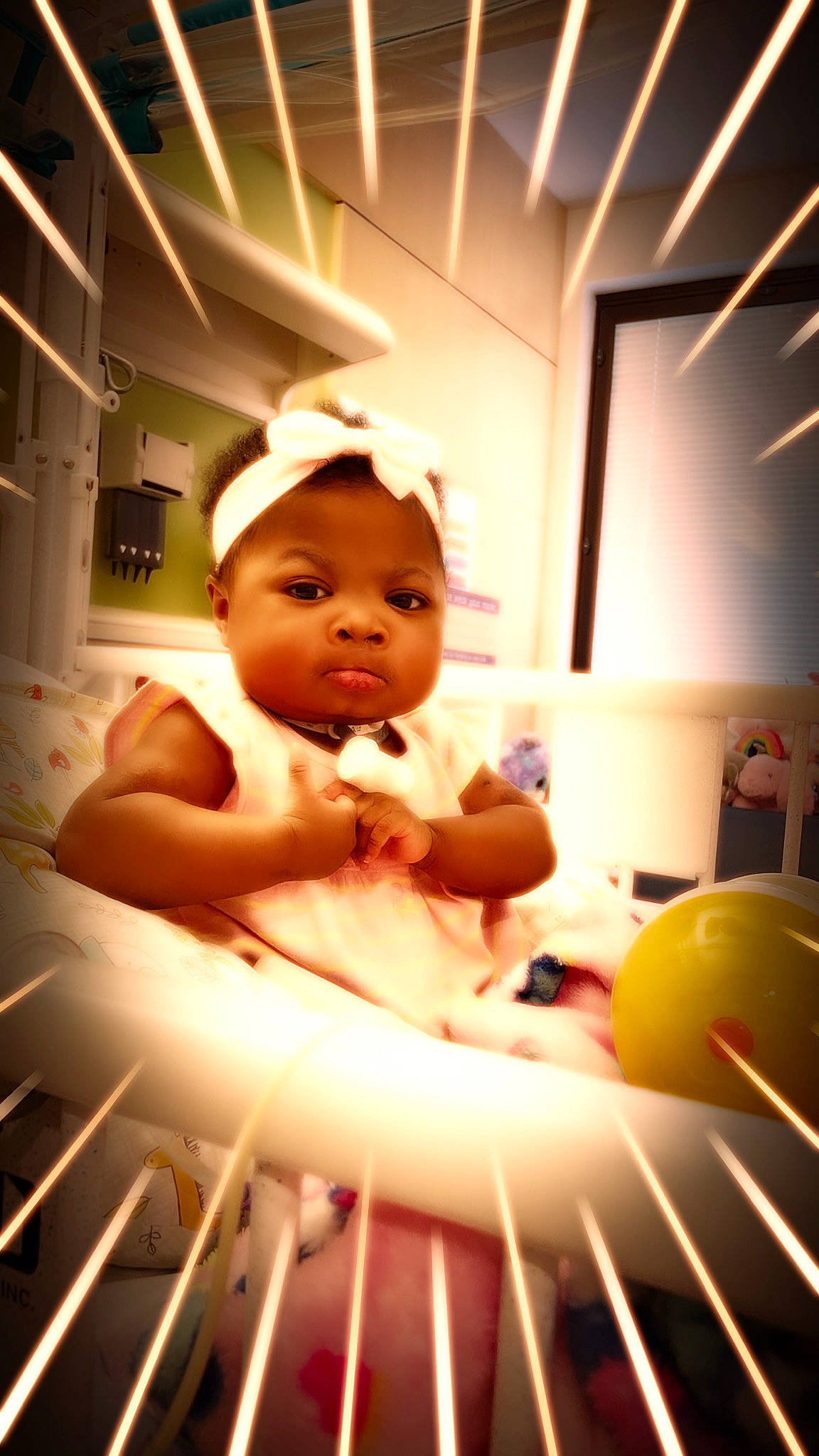 Taliyah is registered to the contest to win money with this photo: abdomen, baby, baby_products, baby_safety, baby_toddler_clothing, ball, balloon, chest, comfort, event, finger, flash_photography, fun, happy, leisure, person, room, sitting, thumb, toddler