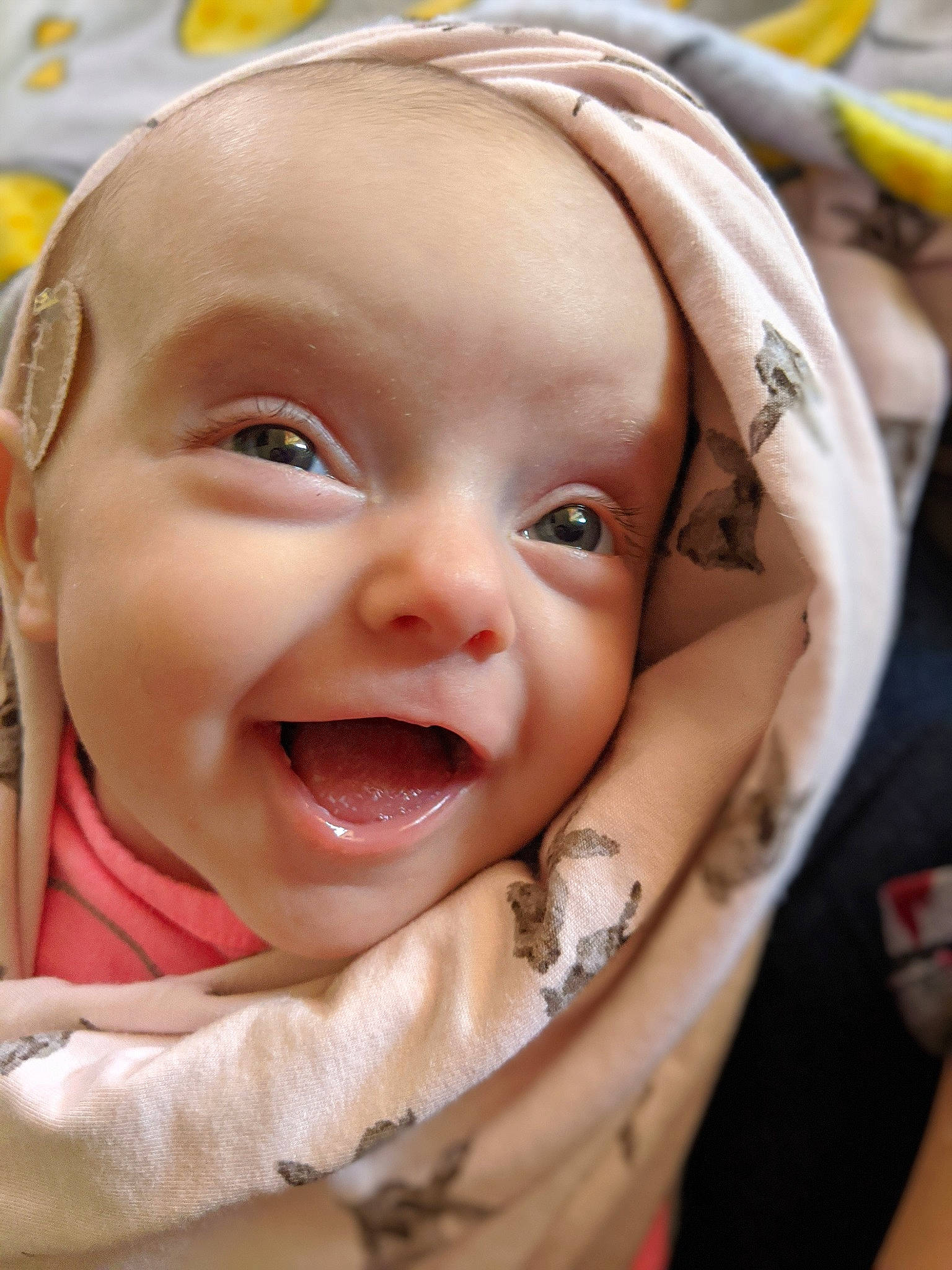 Calliope joined the competition — help win amazing prizes! baby, cheek, child, chin, eye, face, facial_expression, happy, head, laugh, lip, mouth, nose, person, skin, smile, toddler