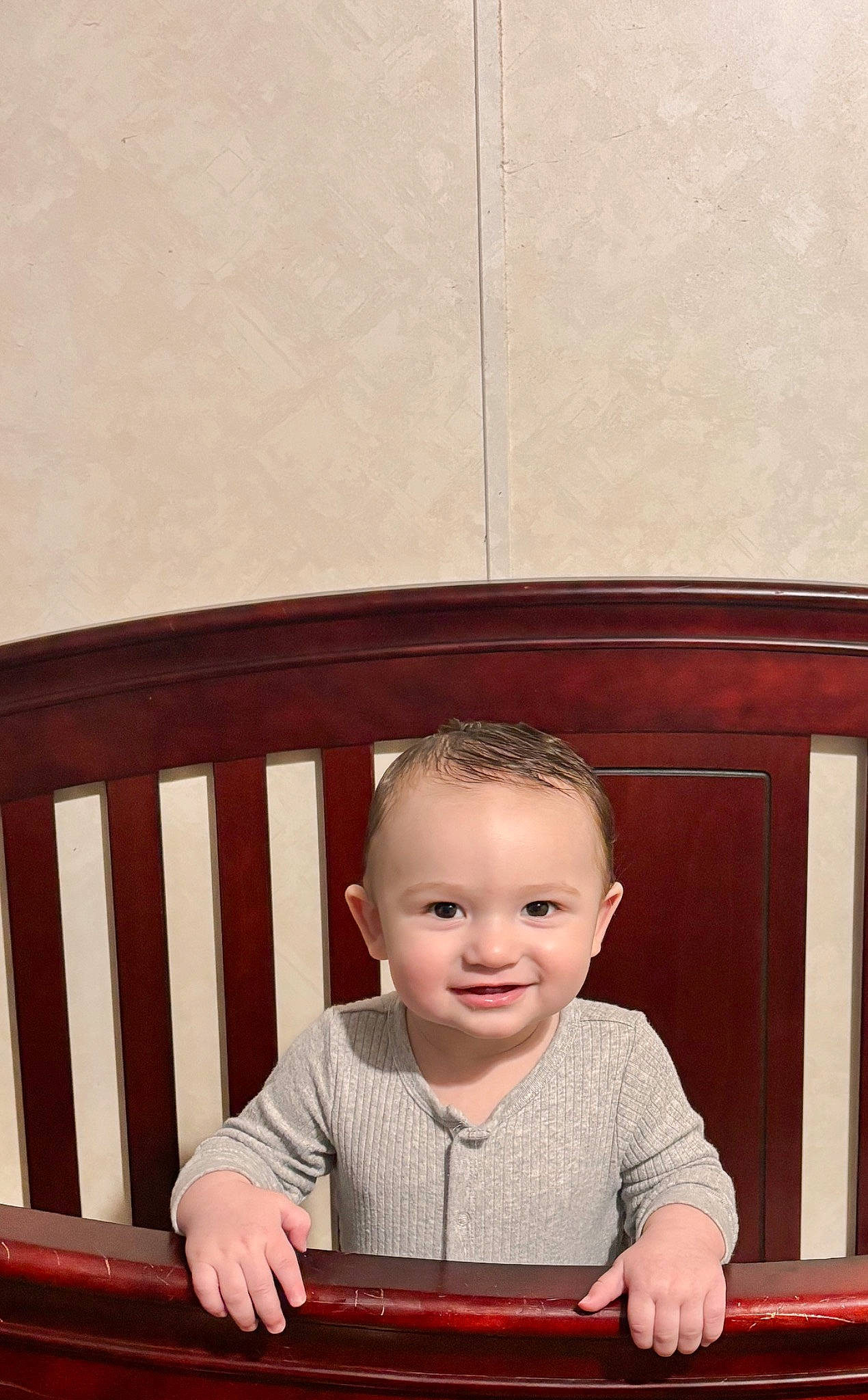 Westyn joined the competition — help win amazing prizes! baby, baby_toddler_clothing, cheek, child, chin, flooring, fun, happy, hardwood, joy, laugh, person, portrait_photography, room, sitting, sleeve, smile, t_shirt, toddler, varnish