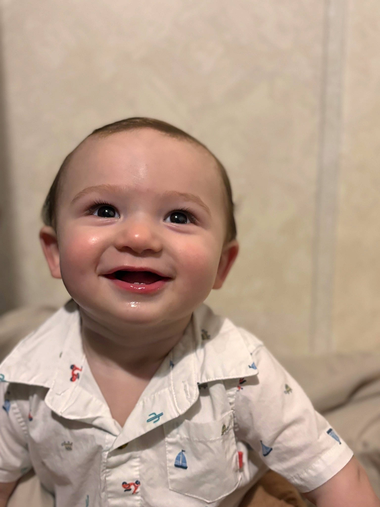 Westyn is registered to the contest to win money with this photo: baby, cheek, child, chin, collar, dress_shirt, eye, forehead, gesture, happy, iris, jaw, joy, lip, mouth, nose, person, skin, sleeve, smile