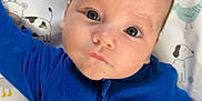 Roman joined the competition — help win amazing prizes! baby, infant, blue_clothing, chelsea_football_club, onesie, face, eyes, blanket, animal_print, cute, child, young, portrait, lying_down, indoor, soft_lighting, expression, head, skin, hair