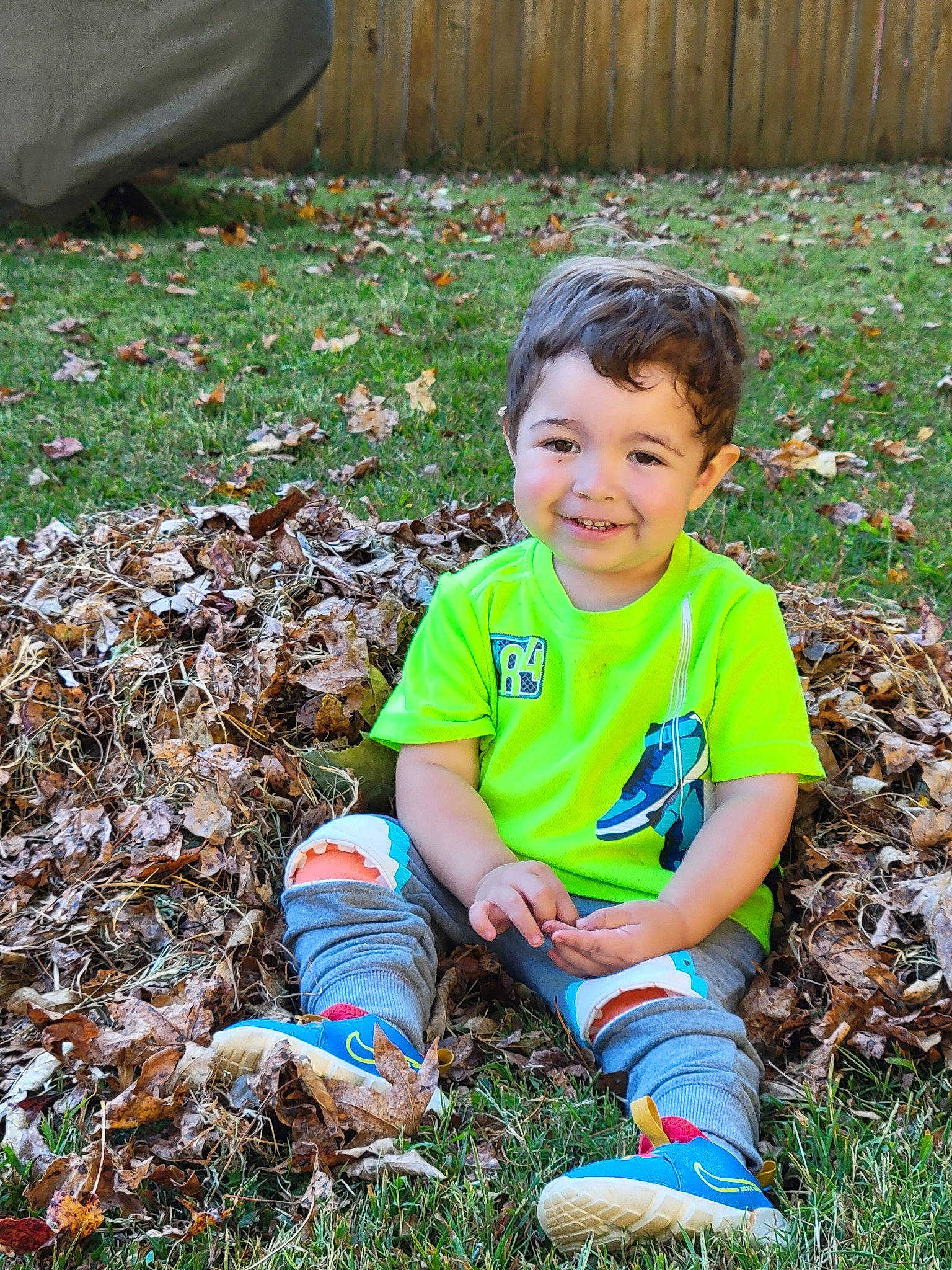 Anthony is registered to the contest to win money with this photo: baby_toddler_clothing, child, electric_blue, fun, garden, grass, grass_family, grassland, groundcover, happy, joy, lawn, leaf, leisure, people_in_nature, person, play, sitting, smile, soil