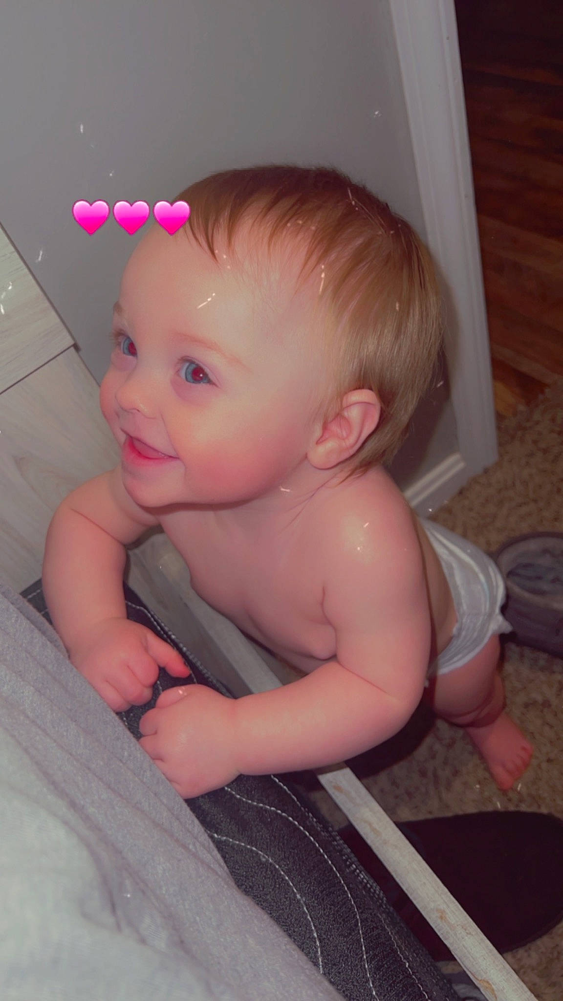 Raelynn is registered to the contest to win money with this photo: baby, baby_toddler_clothing, cheek, chin, ear, eye, eyebrow, finger, hand, head, human_body, iris, lip, mouth, neck, nose, person, pink, skin, smile