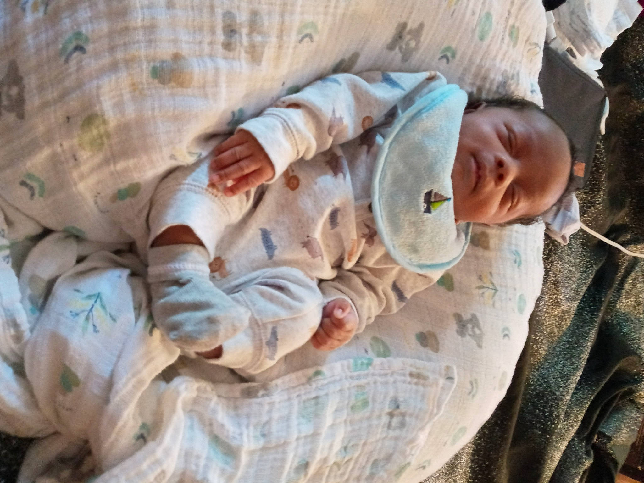 Jamel joined the competition — help win amazing prizes! baby, baby_products, baby_toddler_clothing, bedding, bedtime, child, comfort, human_body, linens, nap, pattern, person, room, sitting, skin, sleep, sleeve, thumb, toddler, tree