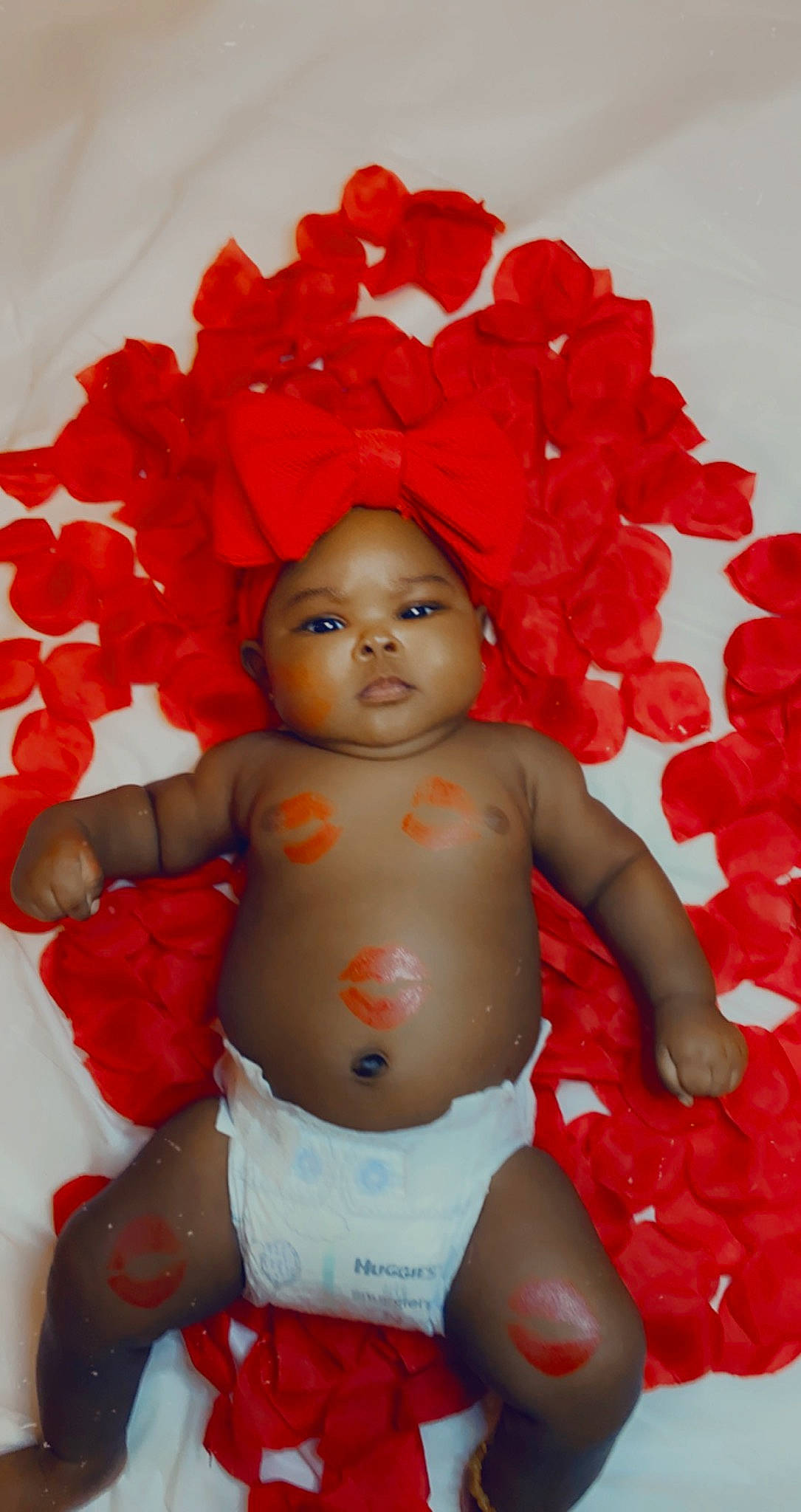 Lilliánna joined the competition — help win amazing prizes! baby, cheek, chest, chin, eye, happy, head, human_body, lip, mouth, nose, orange, organ, person, petal, pink, red, stomach, textile, thigh