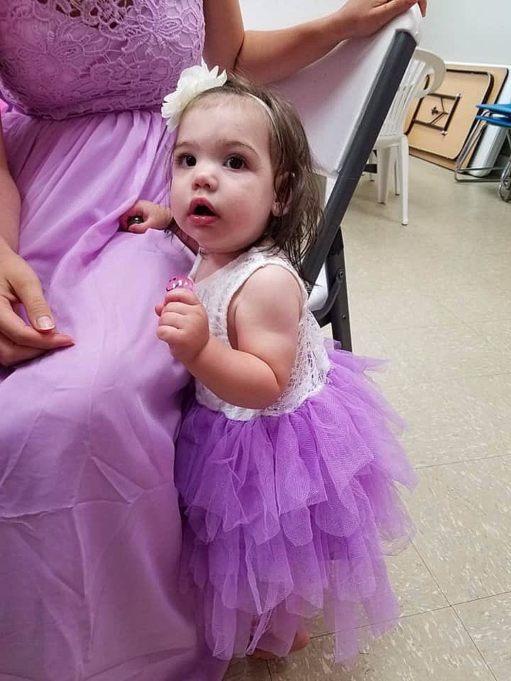 Aubry joined the competition — help win amazing prizes! baby, ballet_tutu, child, clothing, costume, dress, lavender, lilac, person, pink, purple, smile, surprise, toddler, violet