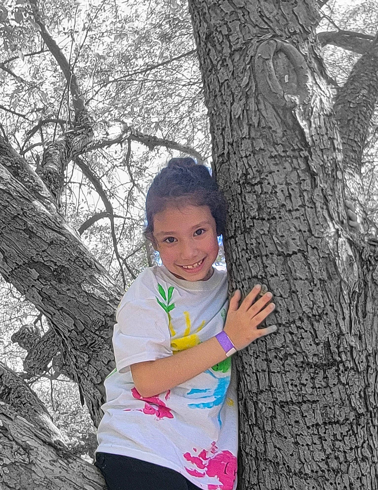 Josephine joined the competition — help win amazing prizes! branch, electric_blue, eye, forest, grass, happy, joy, leaf, leisure, people_in_nature, person, plant, recreation, shoulder, sportswear, t_shirt, tree, trunk, twig, wood