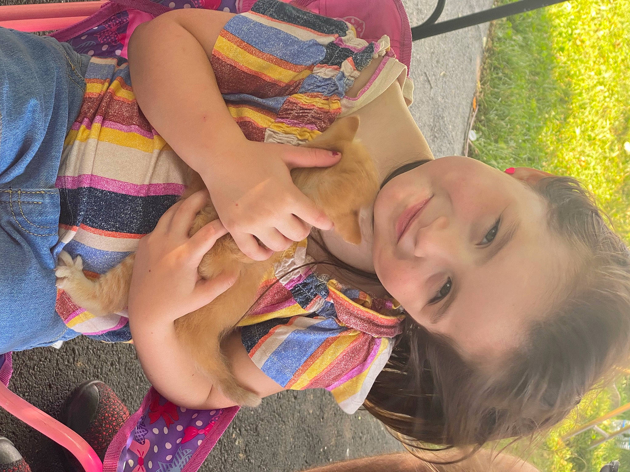 Emalyn is registered to the contest to win money with this photo: beauty, child, finger, fun, grass, happy, joy, leisure, mouth, nail, pattern, people_in_nature, person, plant, recreation, smile, summer, textile, thigh, tree